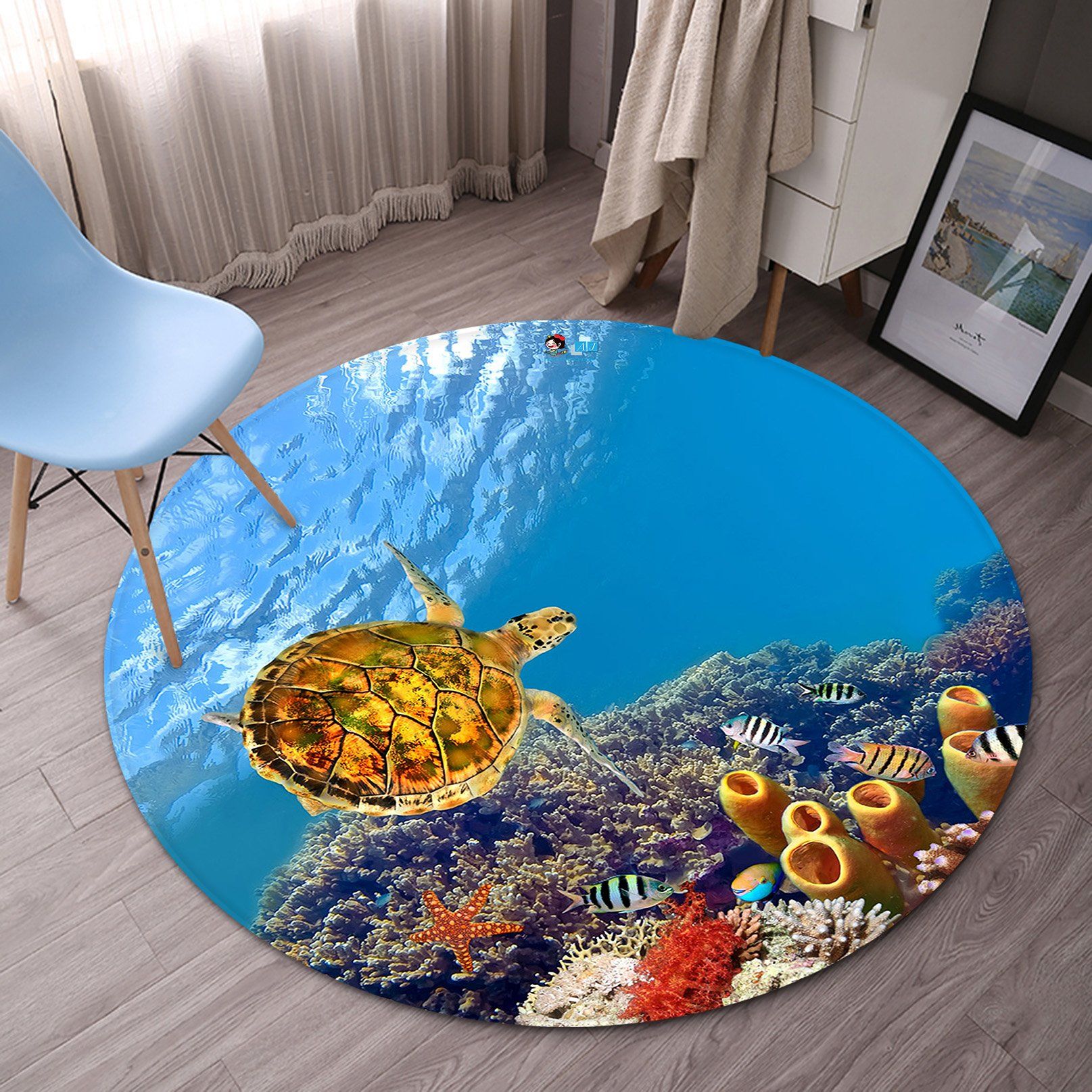 3D Sea Turtle 847 Round Non Slip Rug Mat Mat AJ Creativity Home 