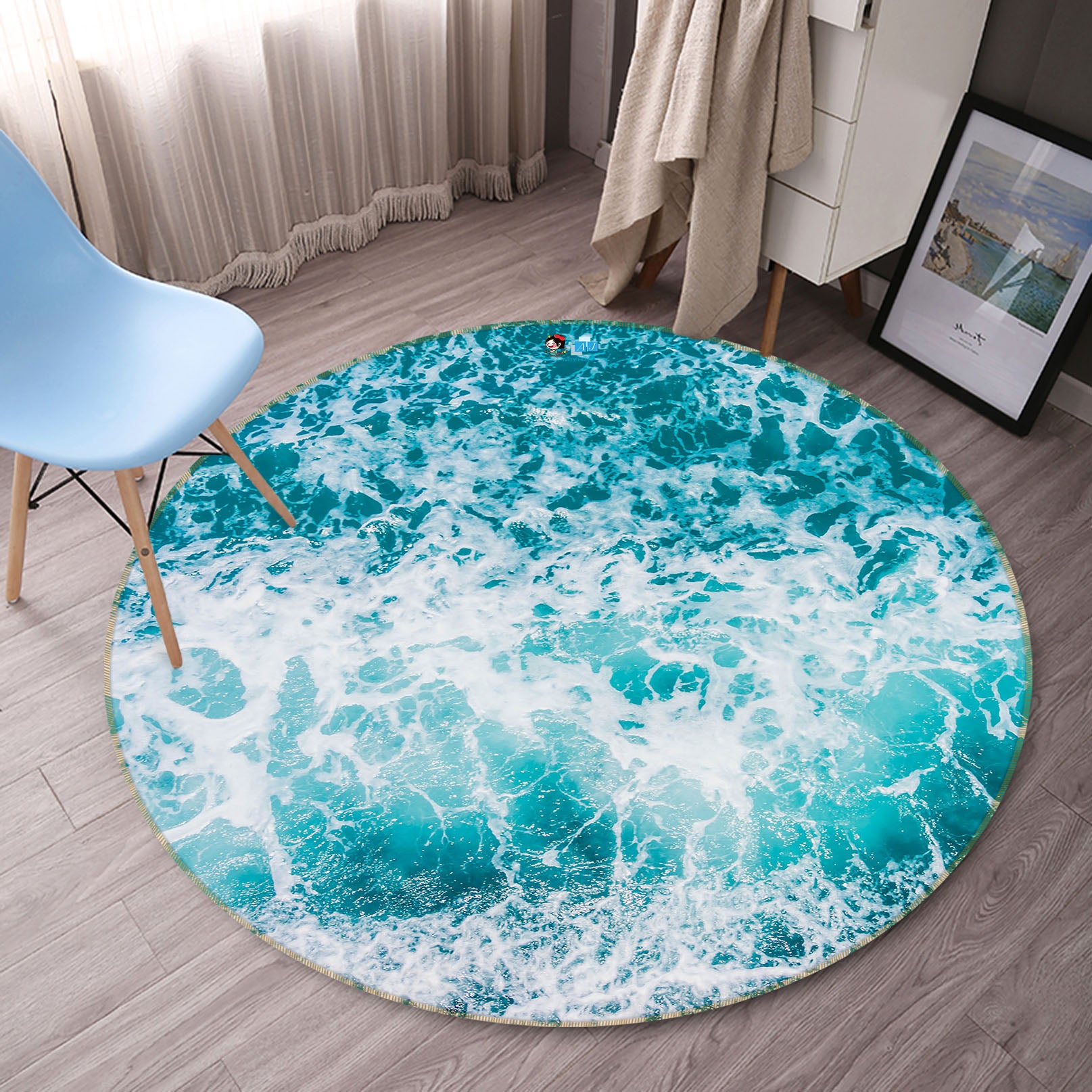 3D Waves 75114 Round Non Slip Rug Mat