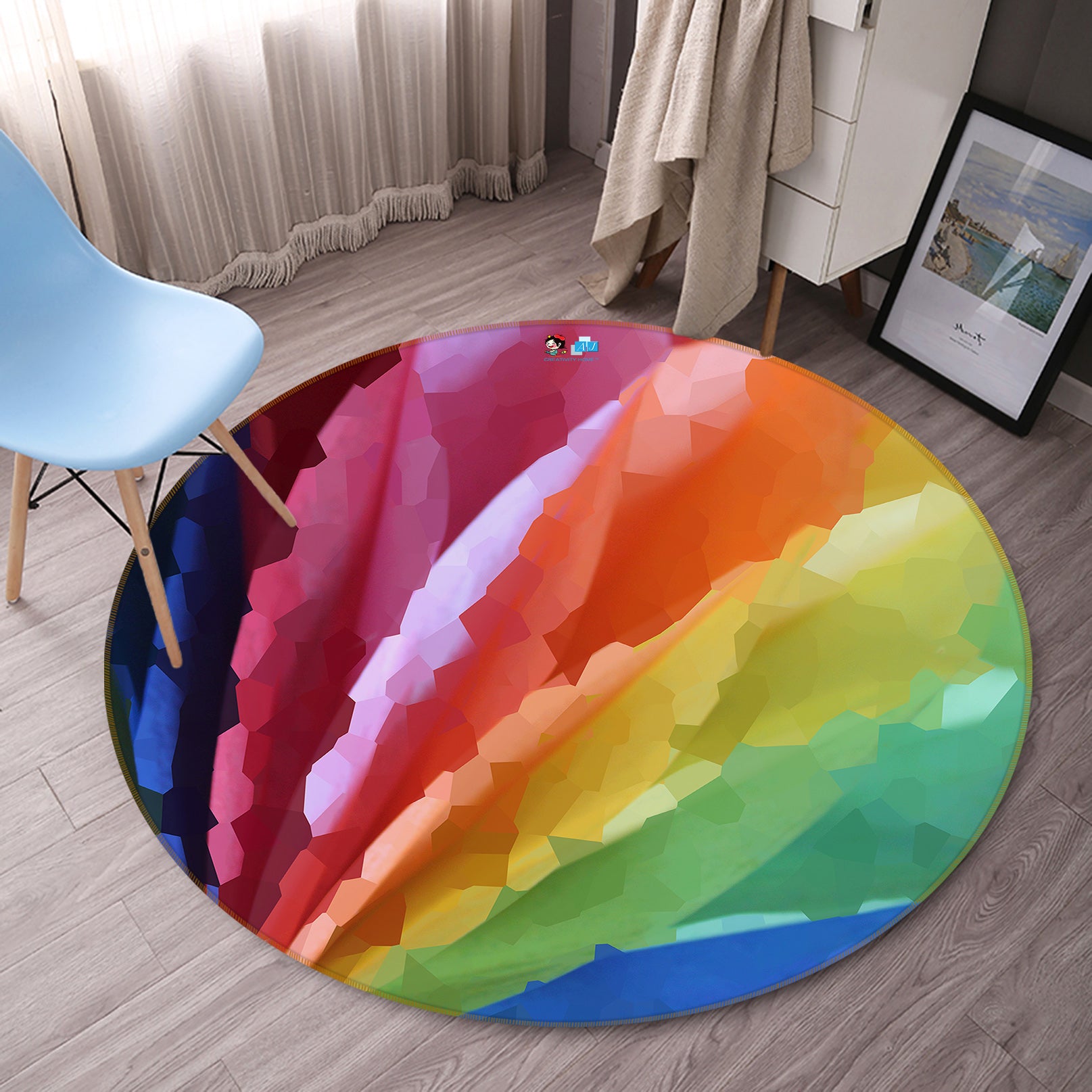 3D Color Feather 191110 Shandra Smith Rug Round Non Slip Rug Mat