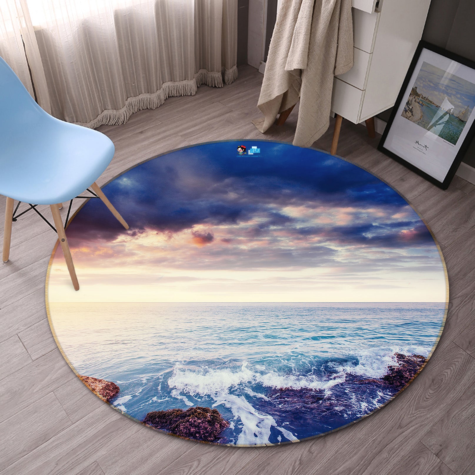 3D Seaside 81106 Round Non Slip Rug Mat