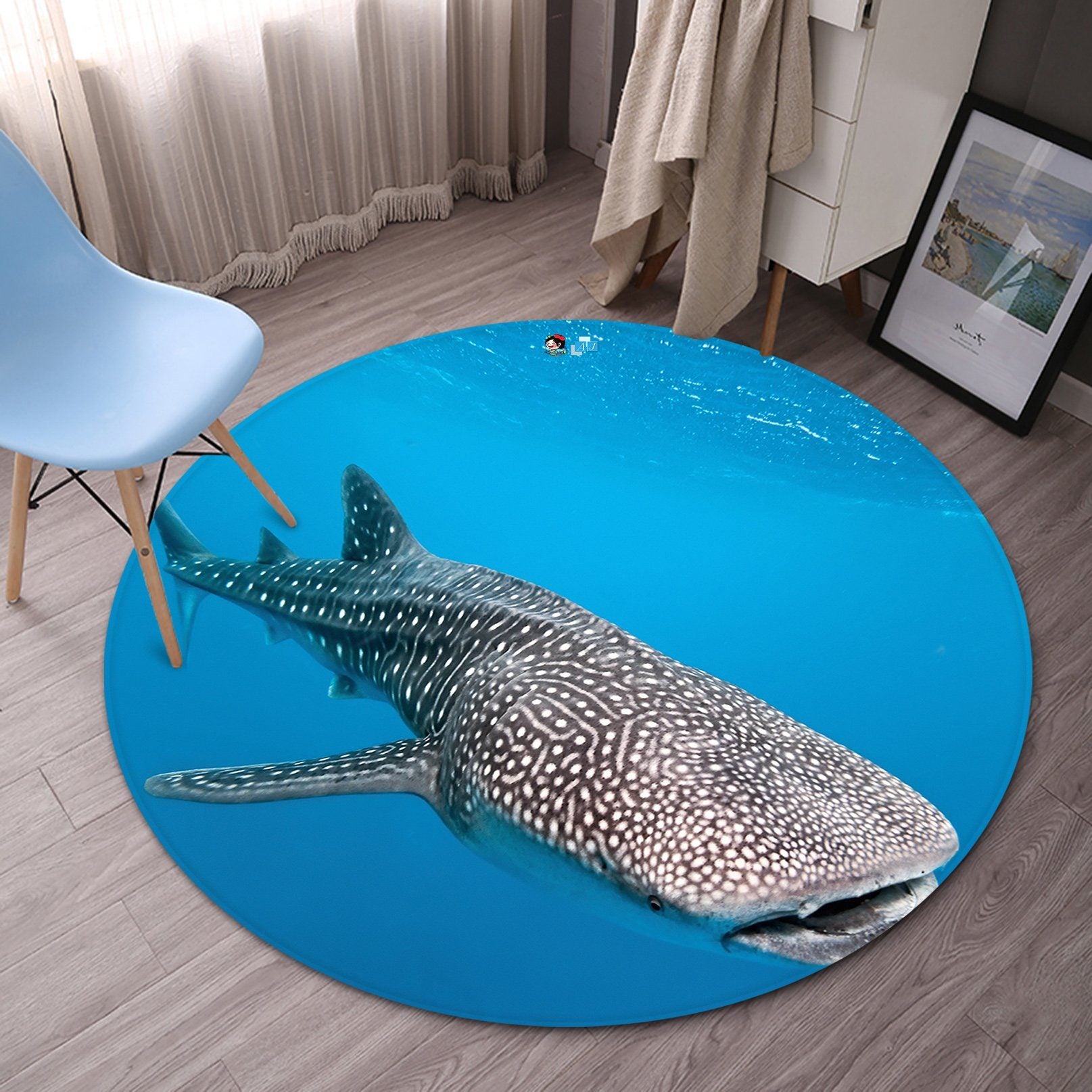 3D Shark 7203 Round Non Slip Rug Mat Mat AJ Creativity Home 