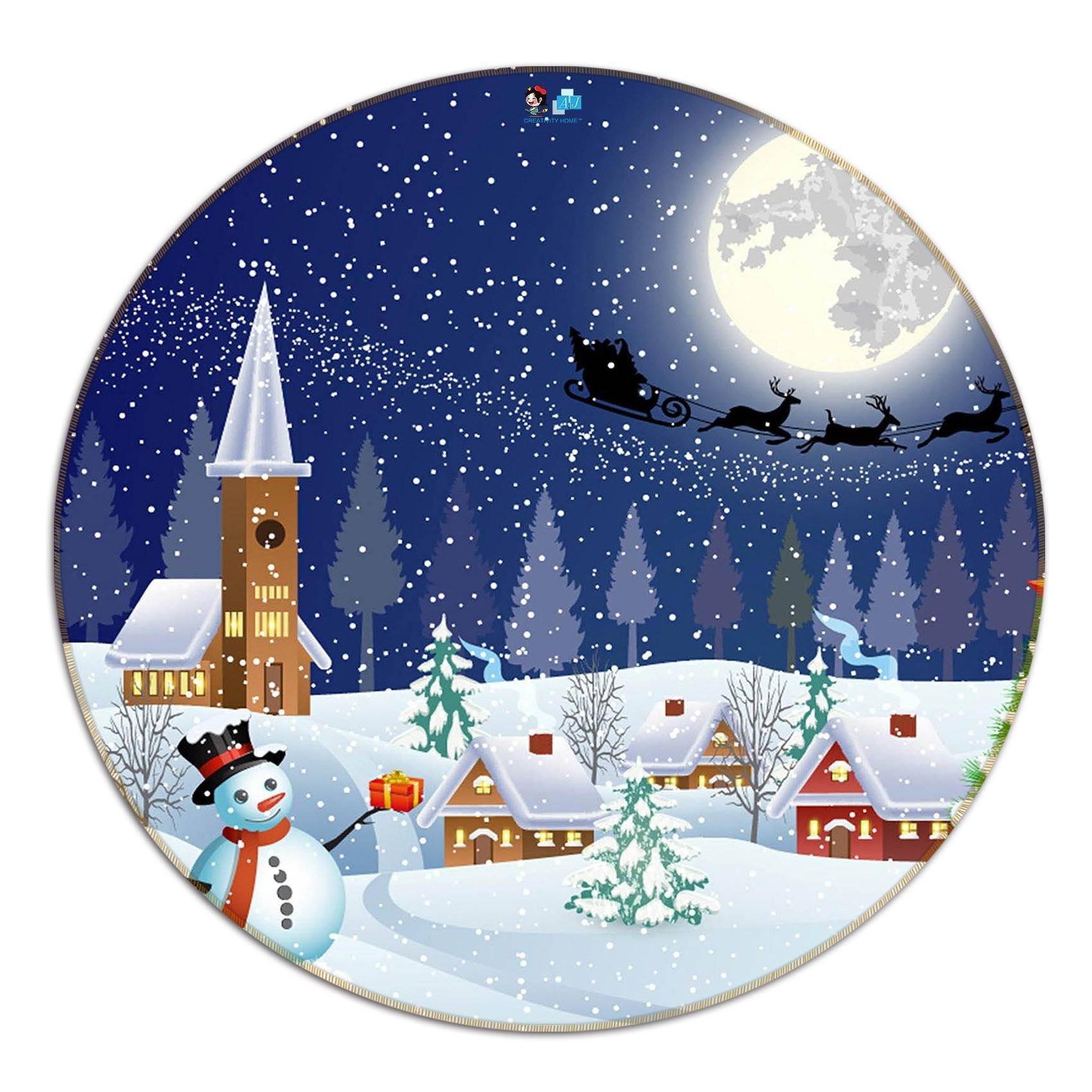 3D Pretty Christmas Eve 76 Round Non Slip Rug Mat Mat AJ Creativity Home 