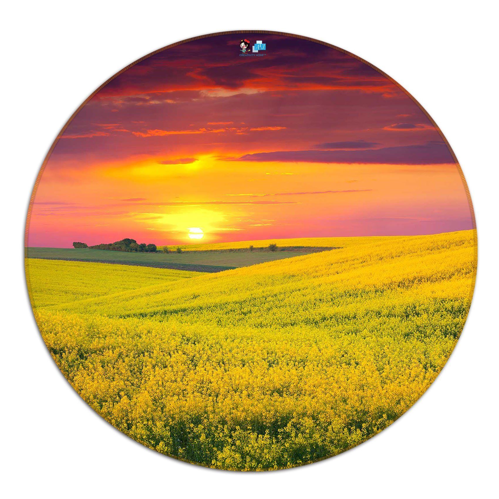 3D Flowers Field Sunset 126 Round Non Slip Rug Mat Mat AJ Creativity Home 