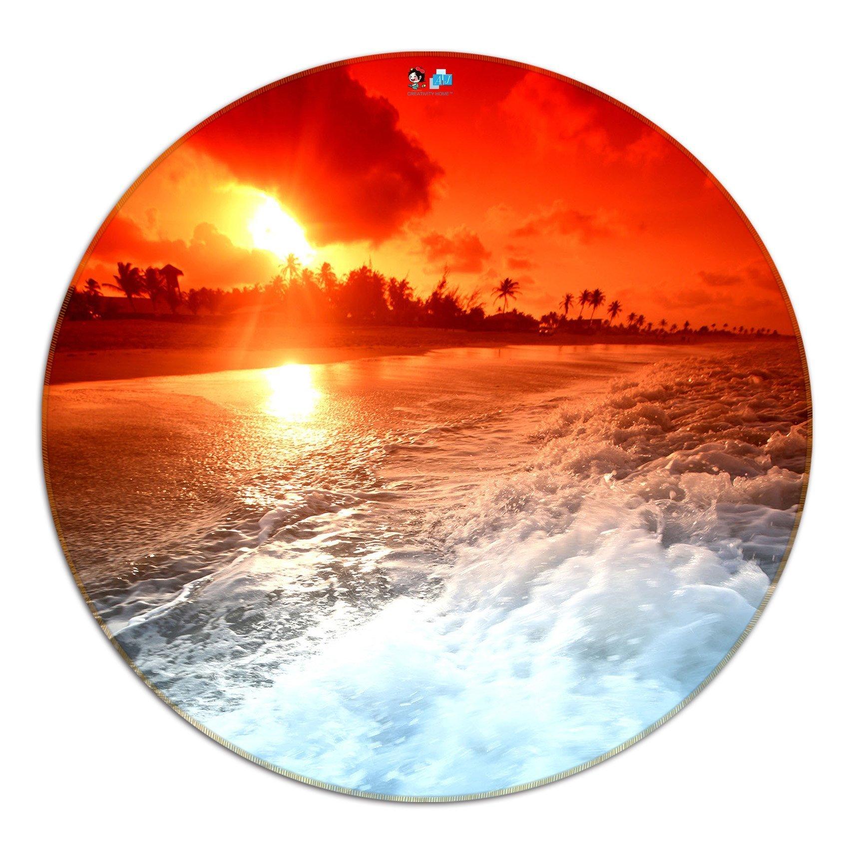 3D Bright Beach Sunset 127 Round Non Slip Rug Mat Mat AJ Creativity Home 