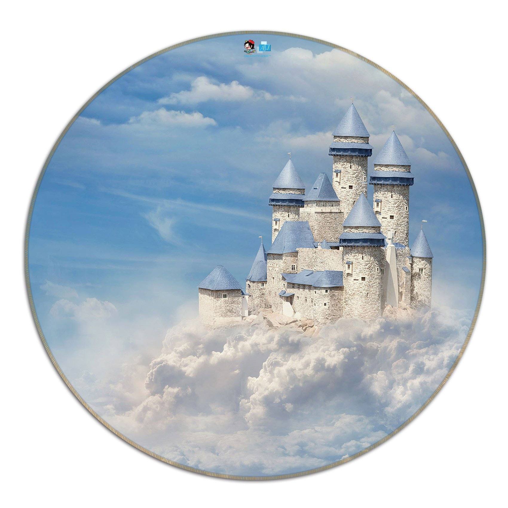 3D Castle In The Clouds 116 Round Non Slip Rug Mat Mat AJ Creativity Home 