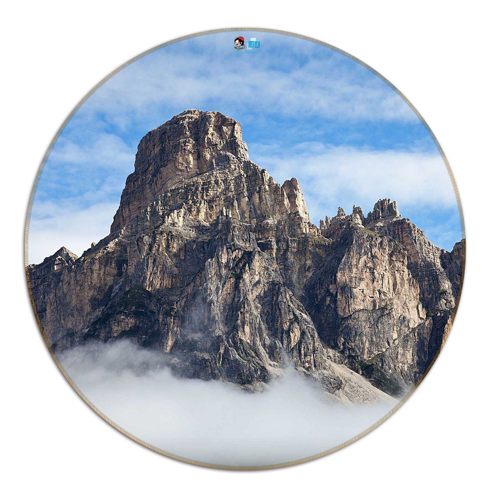 3D Bare Stone Mountains 106 Round Non Slip Rug Mat Mat AJ Creativity Home 