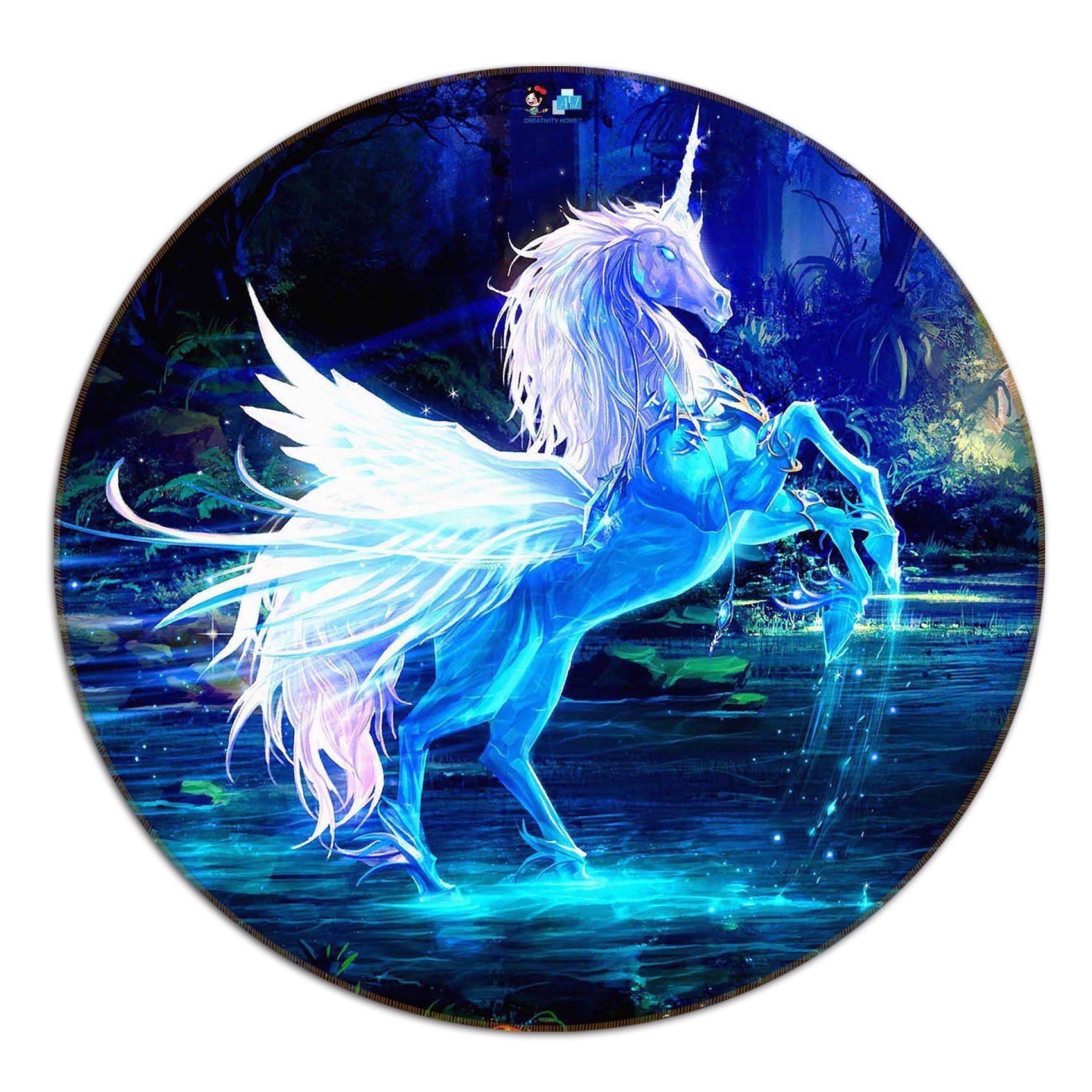 3D Fantastic Unicorn 32 Round Non Slip Rug Mat Mat AJ Creativity Home 