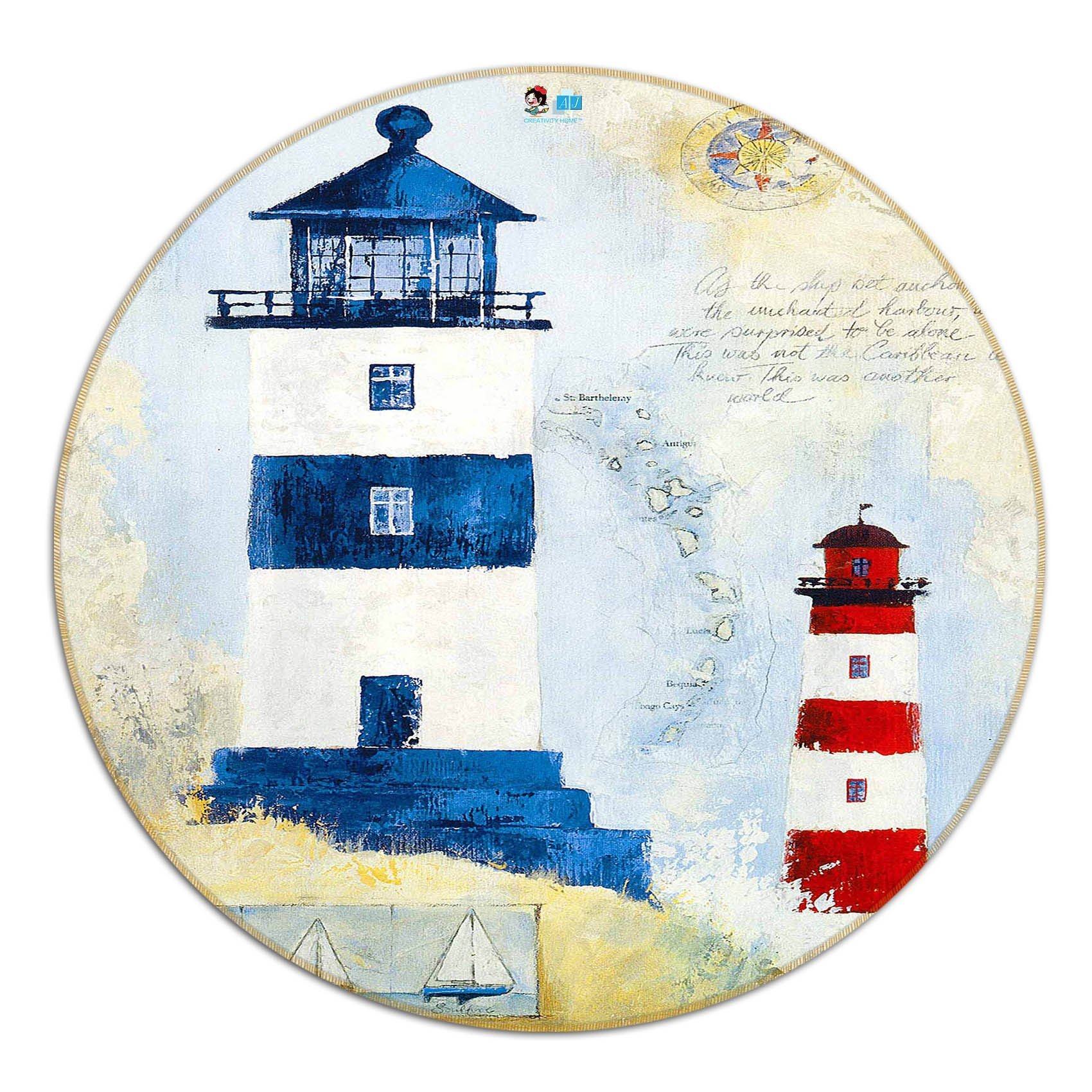 3D Lighthouse Painting 51 Round Non Slip Rug Mat Mat AJ Creativity Home 