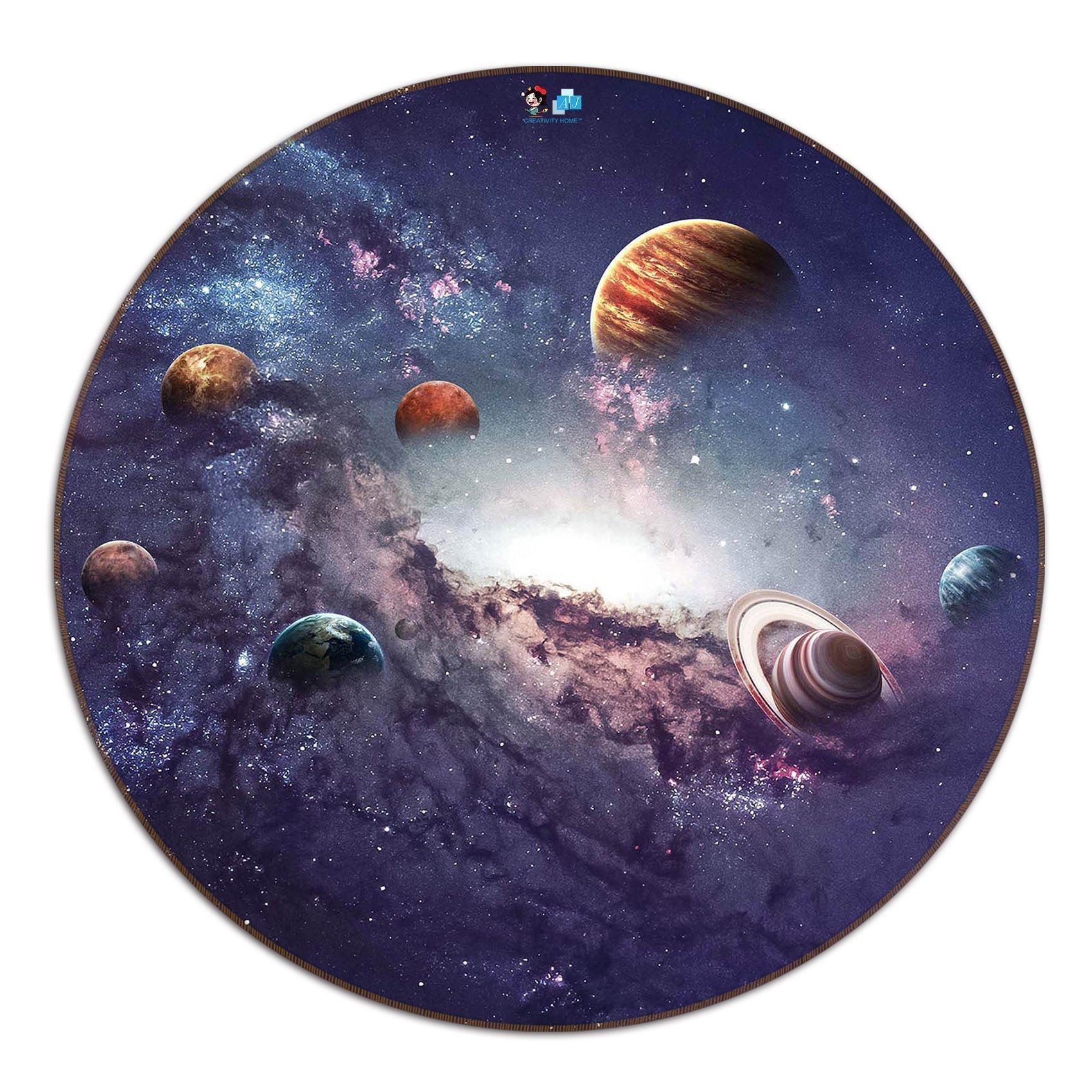 3D Space Planets 70 Round Non Slip Rug Mat Mat AJ Creativity Home 