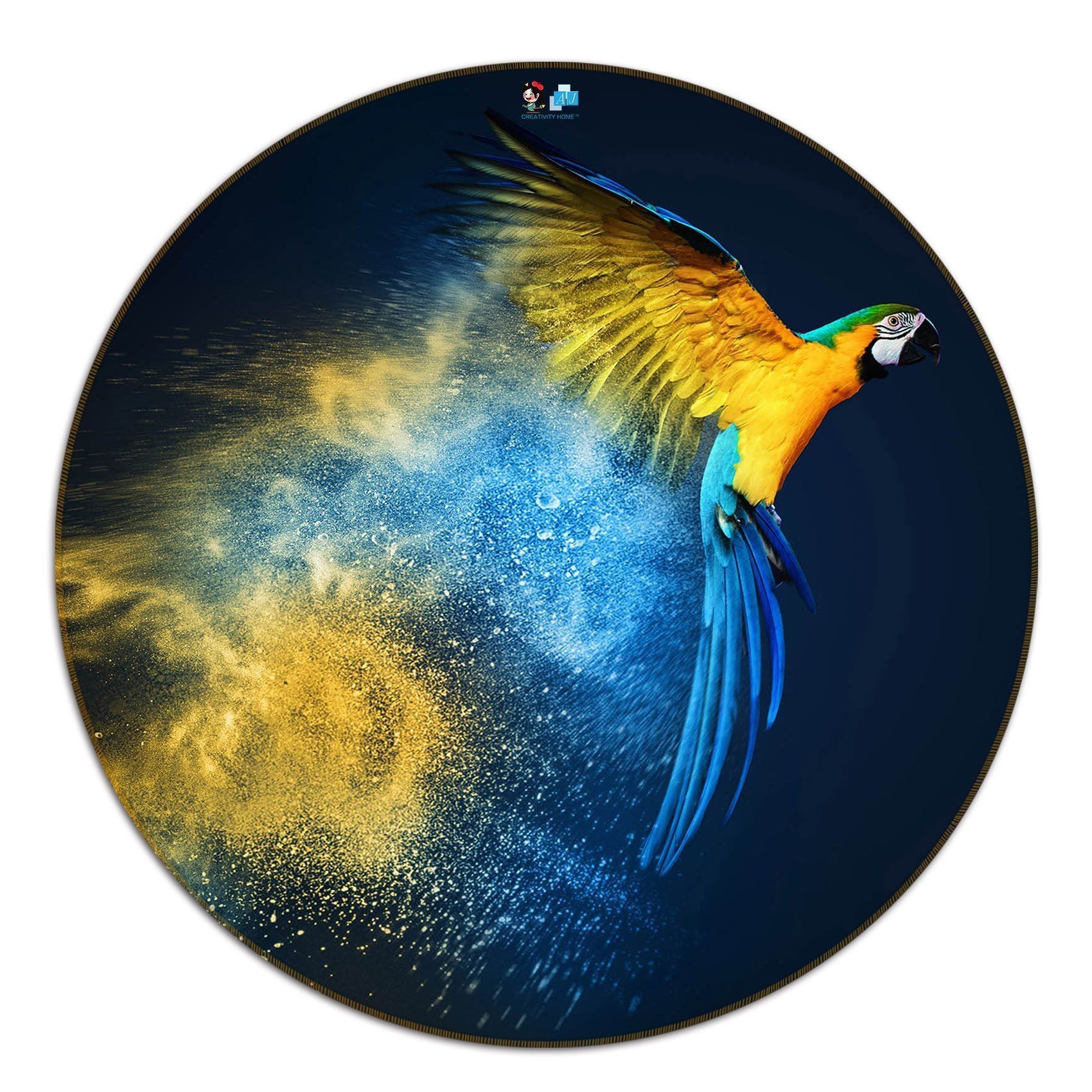 3D Flying Parrot 90 Round Non Slip Rug Mat Mat AJ Creativity Home 