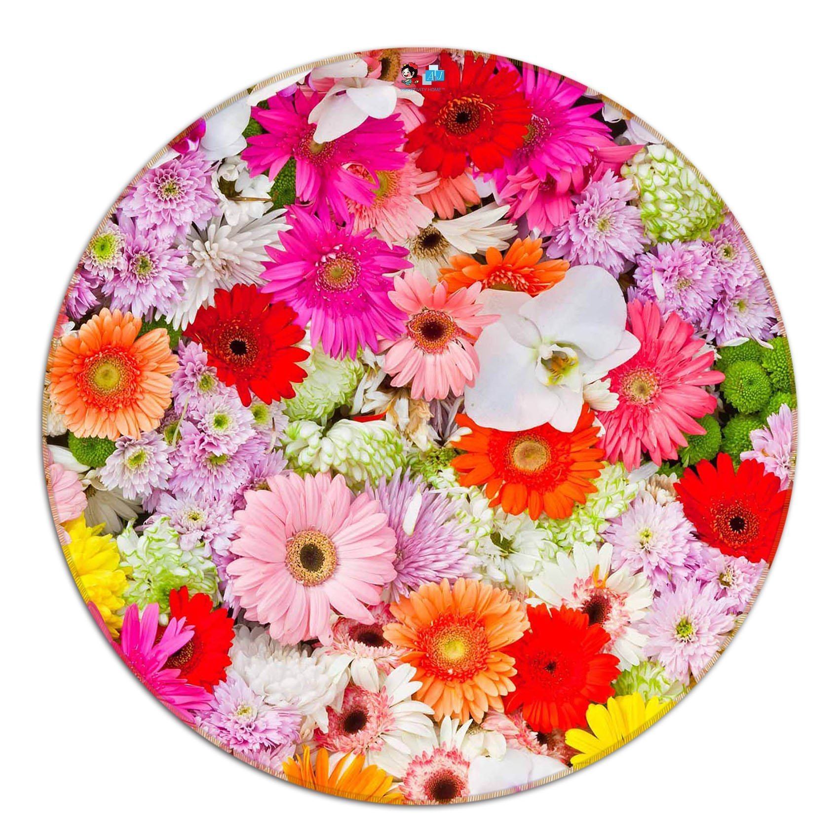 3D Bright Flowers 99 Round Non Slip Rug Mat Mat AJ Creativity Home 