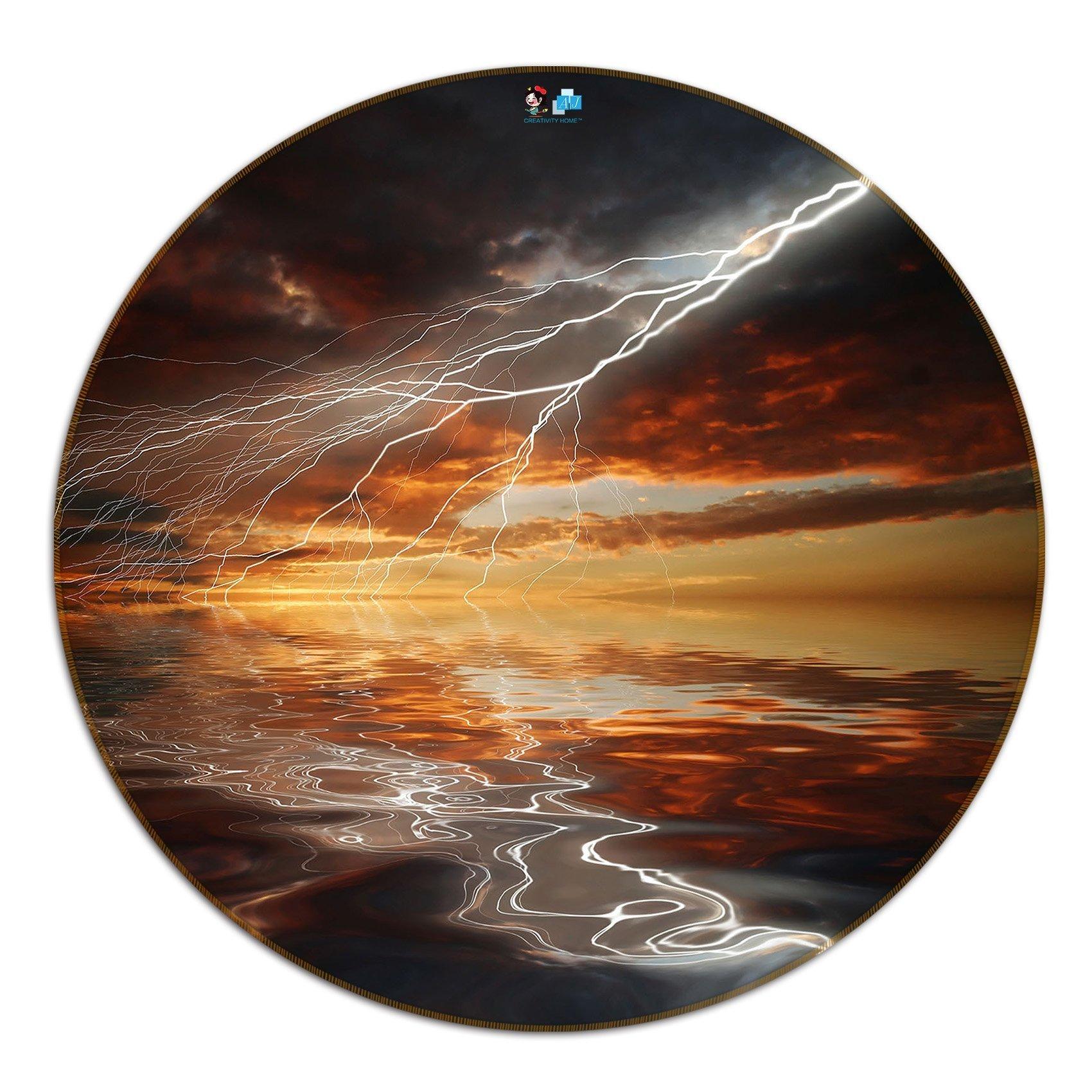 3D Sea Sunset Lightning 118 Round Non Slip Rug Mat Mat AJ Creativity Home 