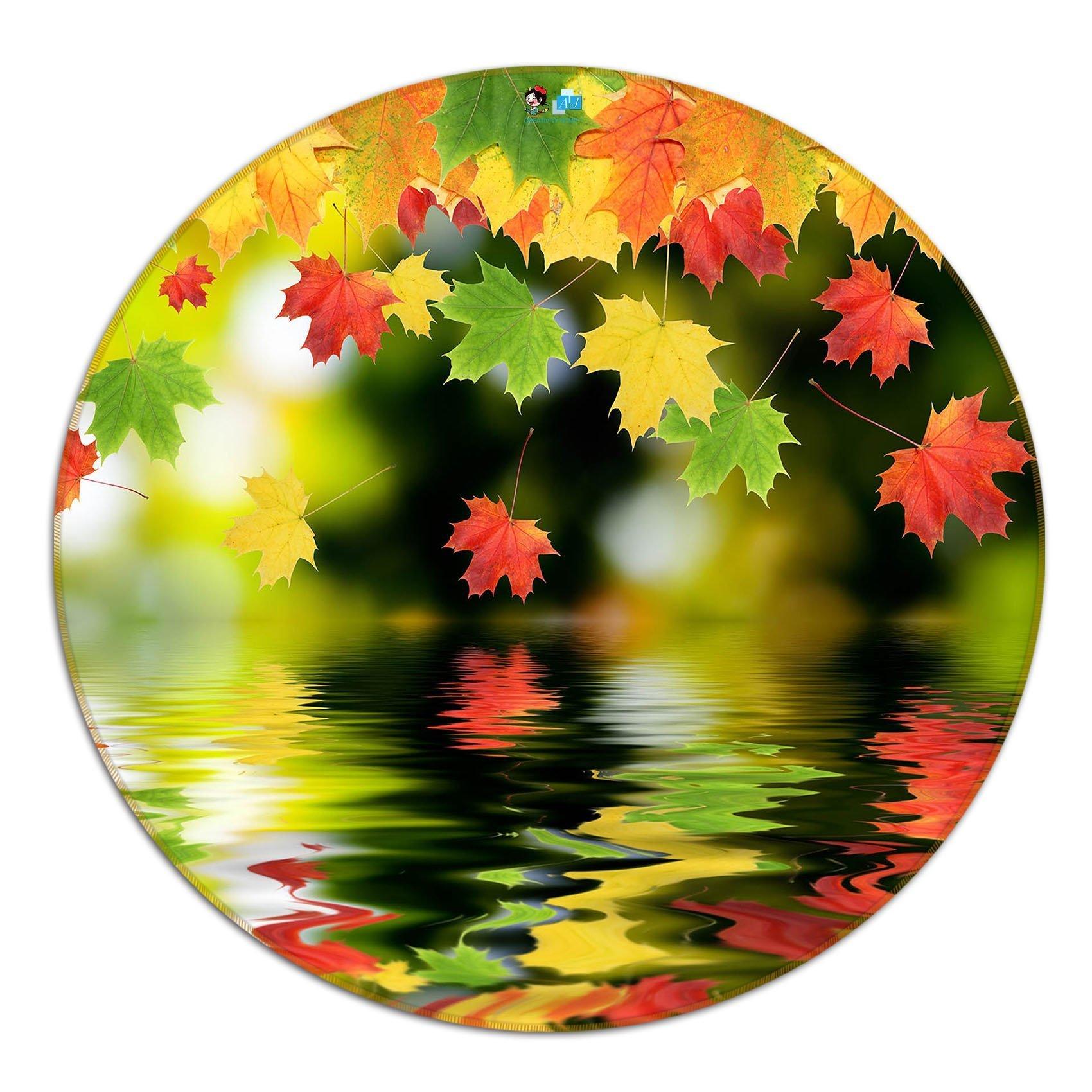3D Falling Leaves 49 Round Non Slip Rug Mat Mat AJ Creativity Home 
