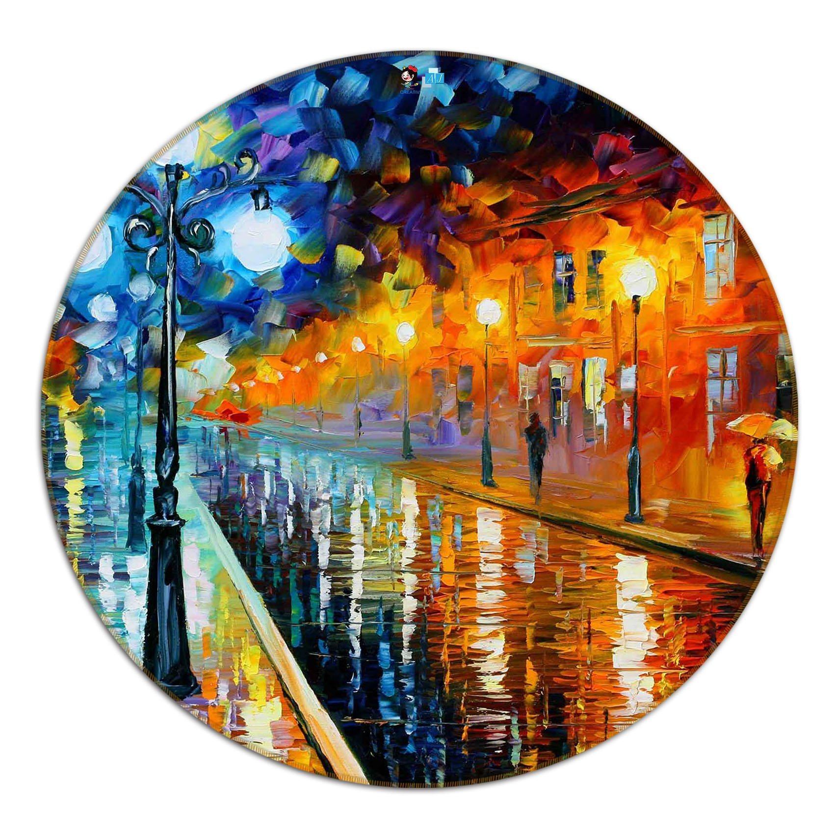3D Street Oil Painting 60 Round Non Slip Rug Mat Mat AJ Creativity Home 