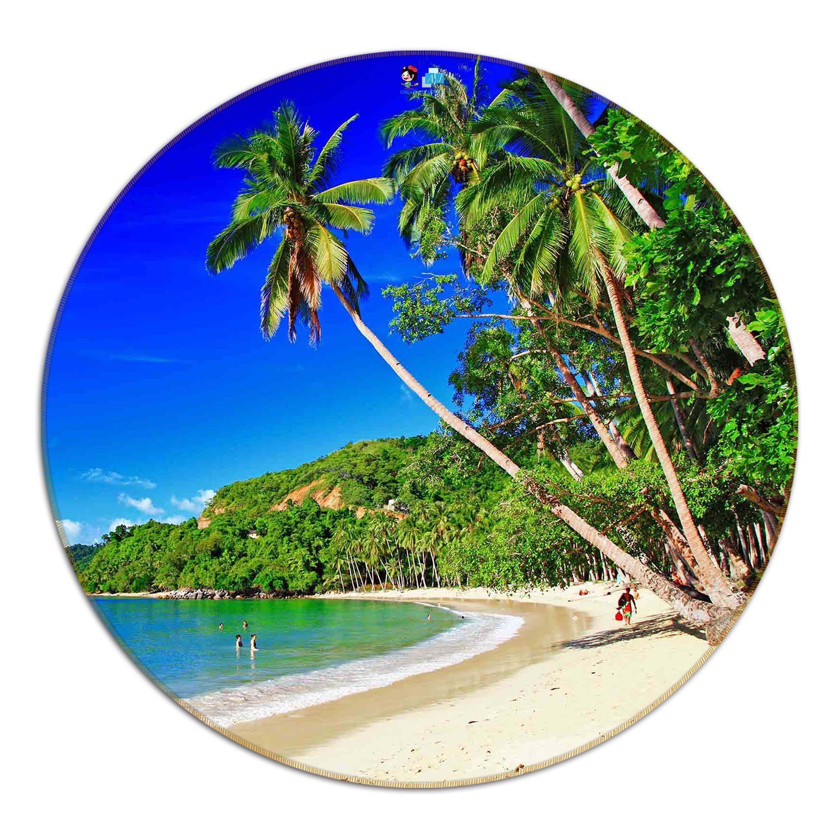 3D Tropical Beach Scenery 46 Round Non Slip Rug Mat Mat AJ Creativity Home 