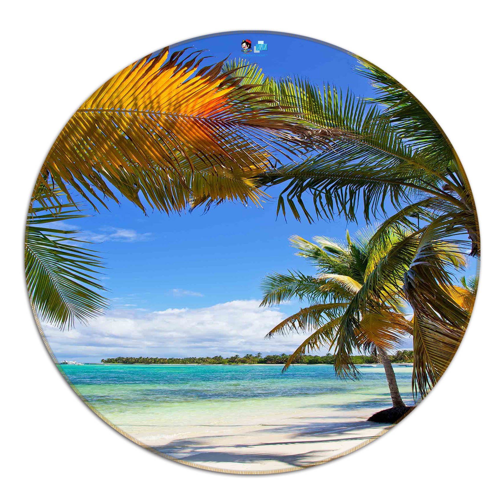 3D Tropical Beach Scenery 131 Round Non Slip Rug Mat Mat AJ Creativity Home 