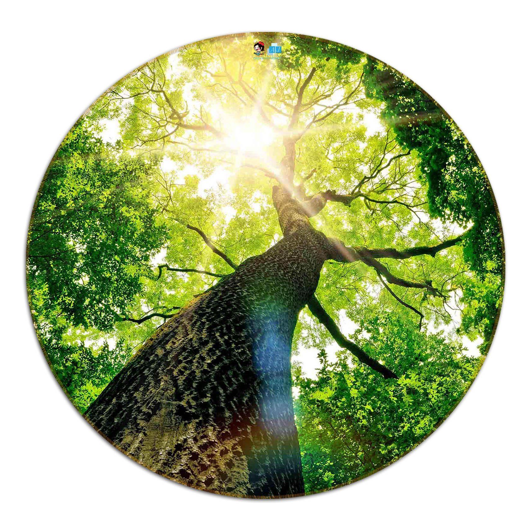 3D Treetop Sunshine 128 Round Non Slip Rug Mat Mat AJ Creativity Home 