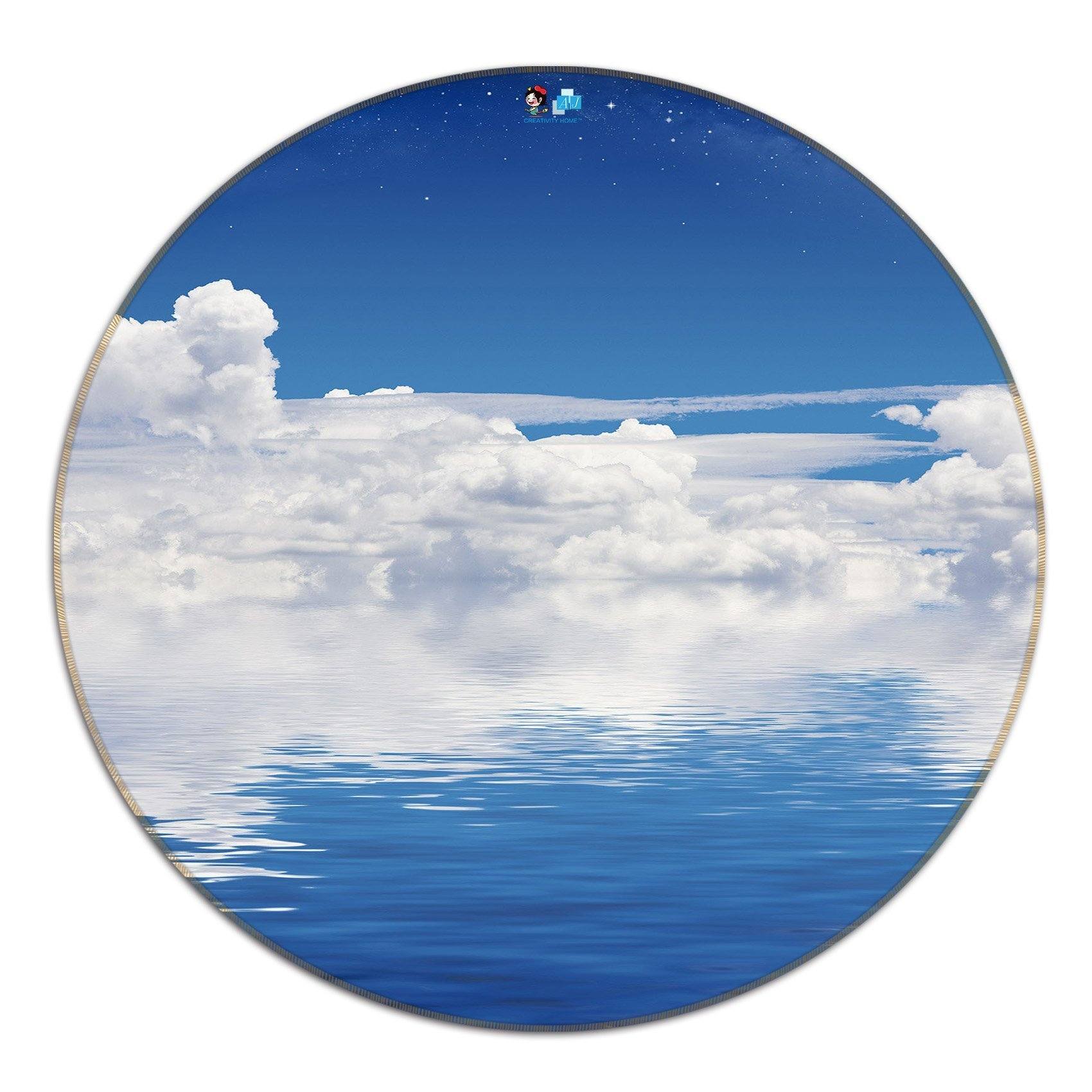 3D Blue Sea White Clouds 117 Round Non Slip Rug Mat Mat AJ Creativity Home 