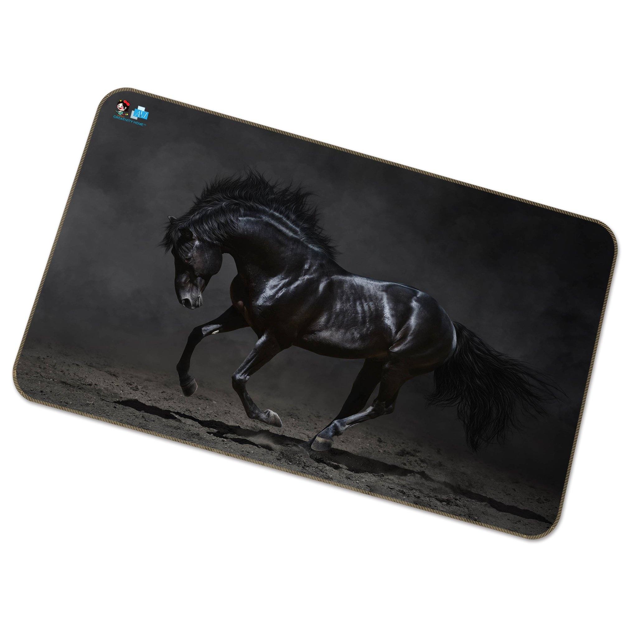 3D Black Horse 240 Non Slip Rug Mat Mat AJ Creativity Home 