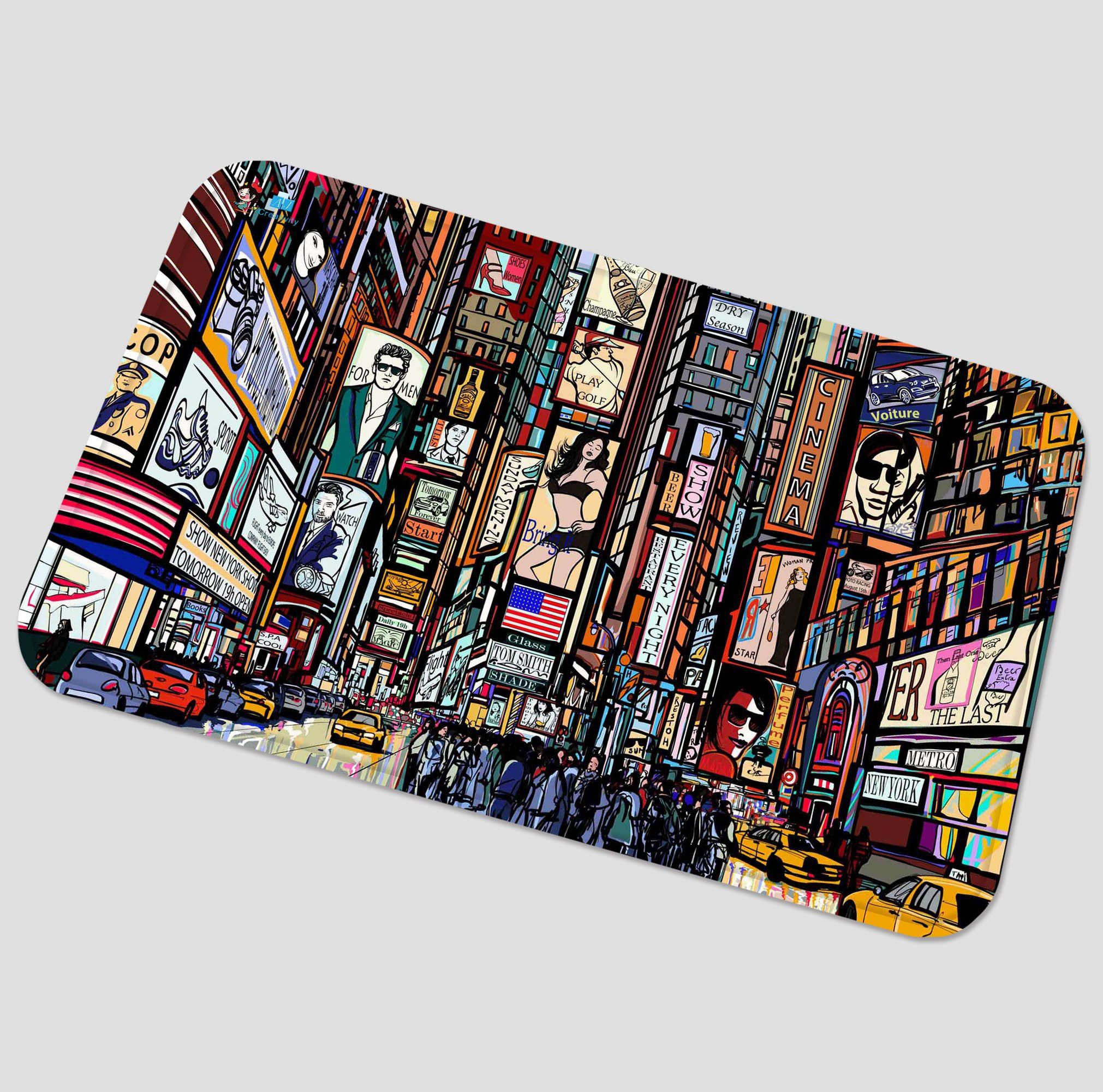 3D Busy City Painting 16 Non Slip Rug Mat Mat AJ Creativity Home 