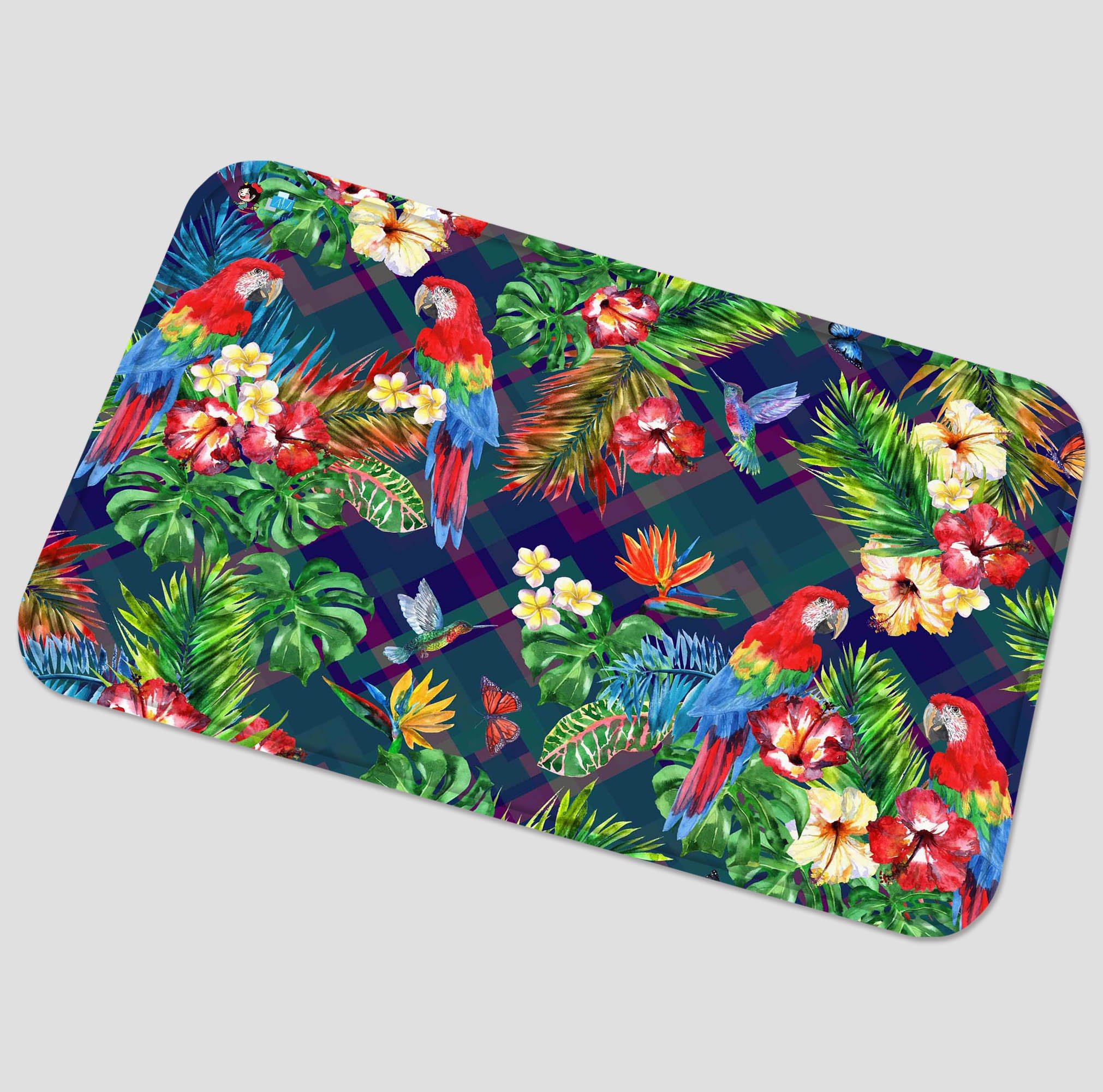 3D Flowers Birds 100 Non Slip Rug Mat Mat AJ Creativity Home 