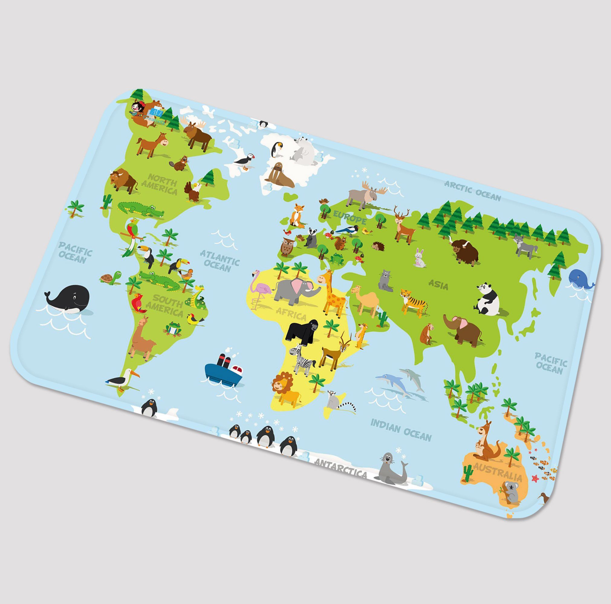 3D Lovely World Map 88 Non Slip Rug Mat Mat AJ Creativity Home 