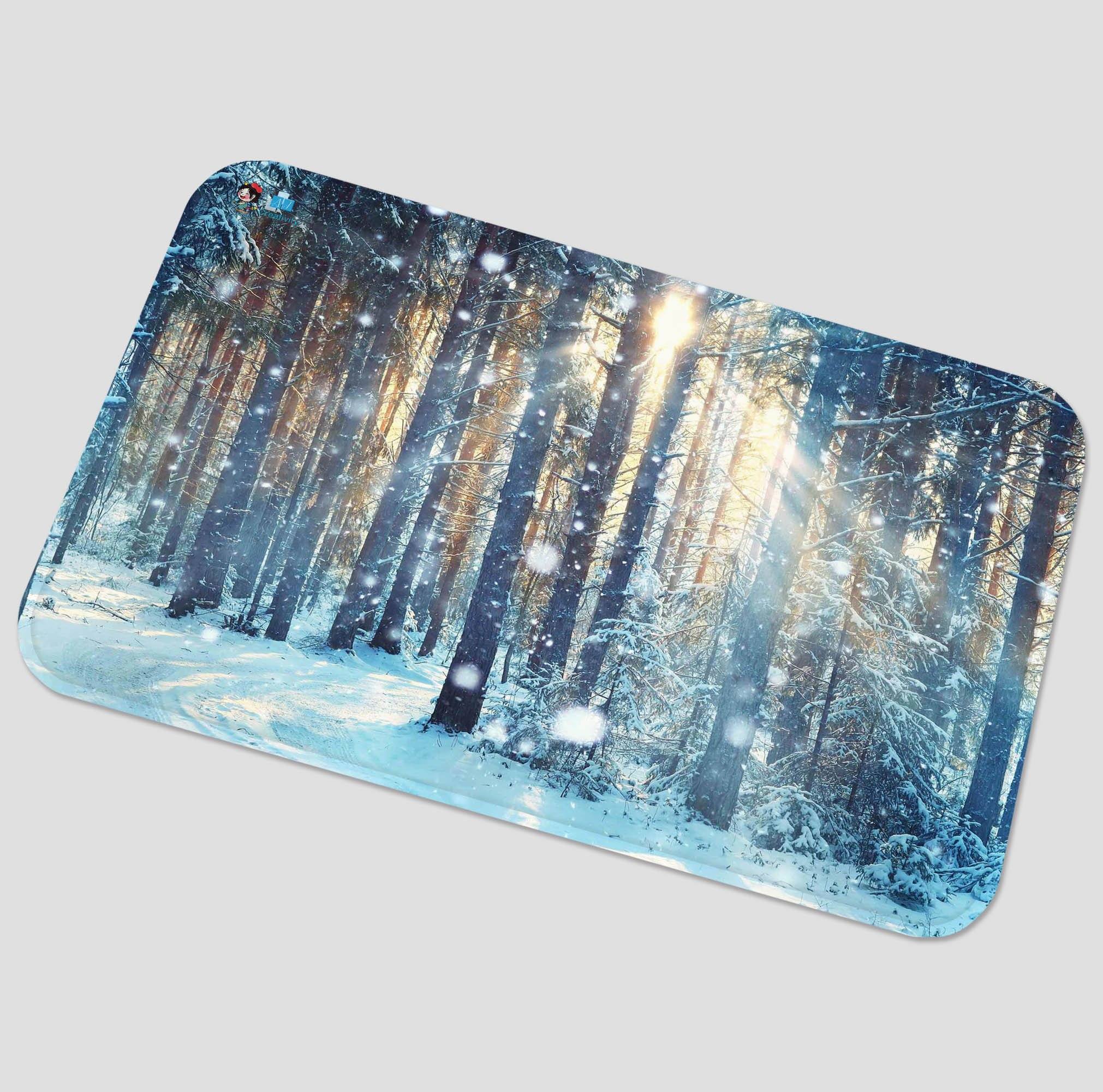 3D Forest Snowing Scenery 99 Non Slip Rug Mat Mat AJ Creativity Home 