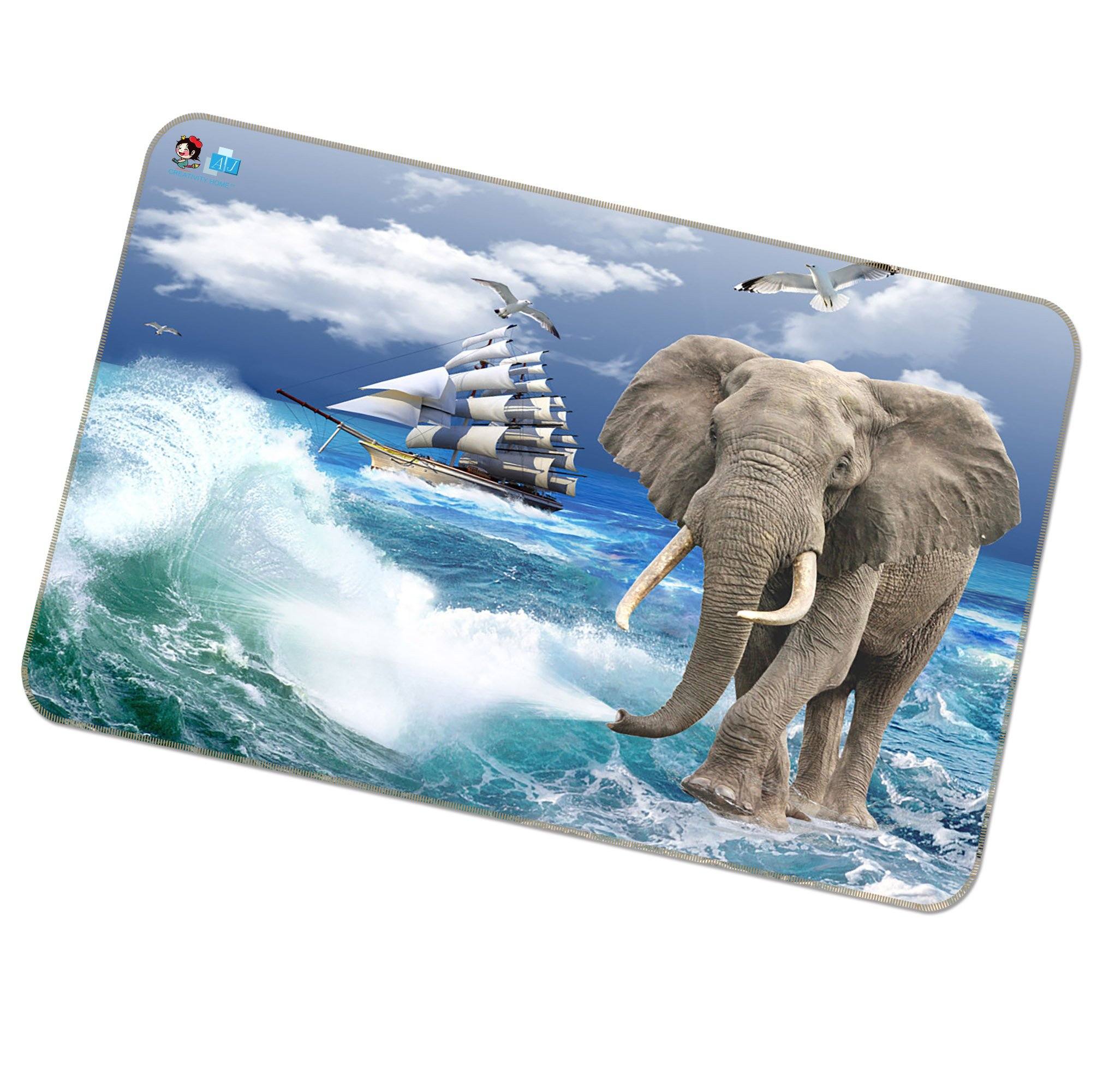 3D Elephant Surf 336 Non Slip Rug Mat Mat AJ Creativity Home 