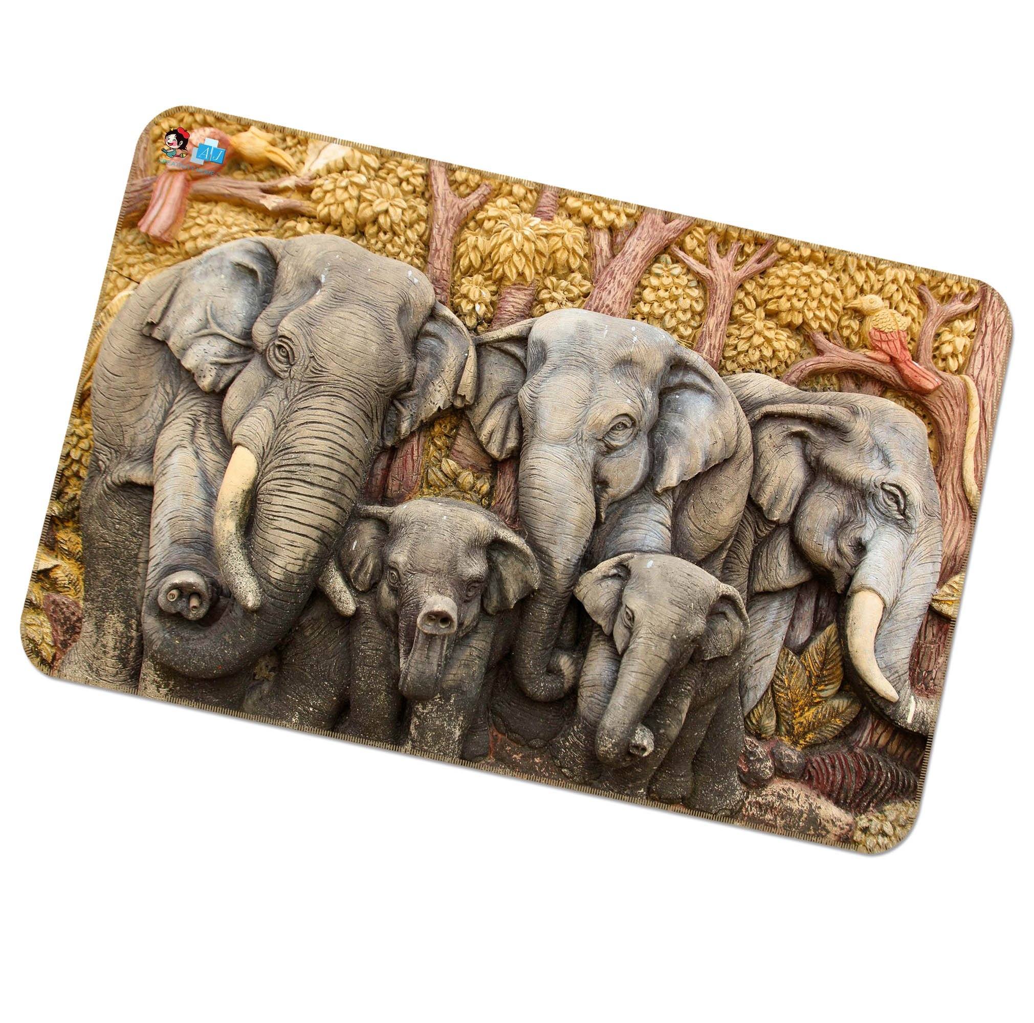 3D Embossed Elephant 412 Non Slip Rug Mat Mat AJ Creativity Home 