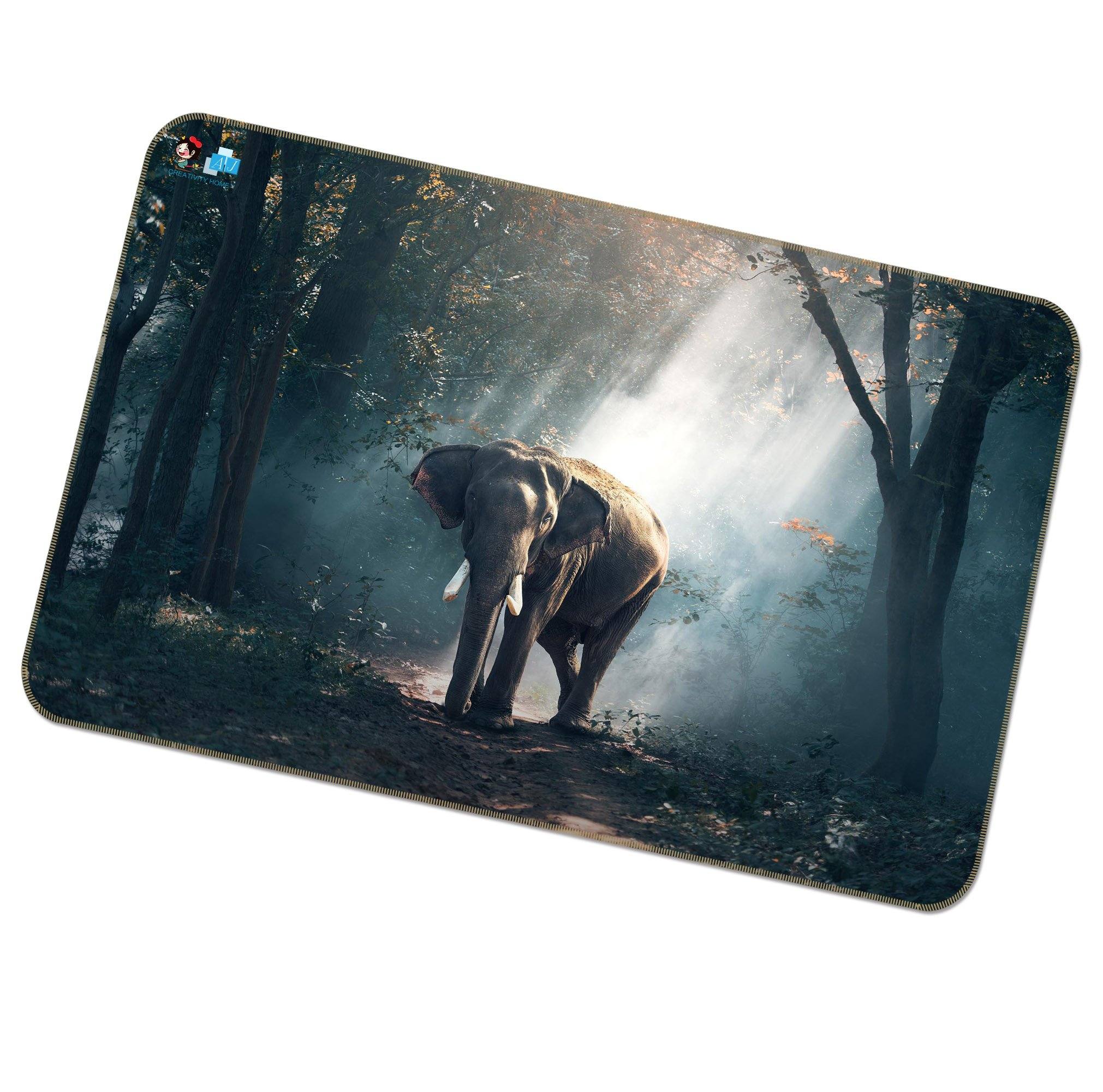 3D Woodland Elephant 030 Non Slip Rug Mat Mat AJ Creativity Home 