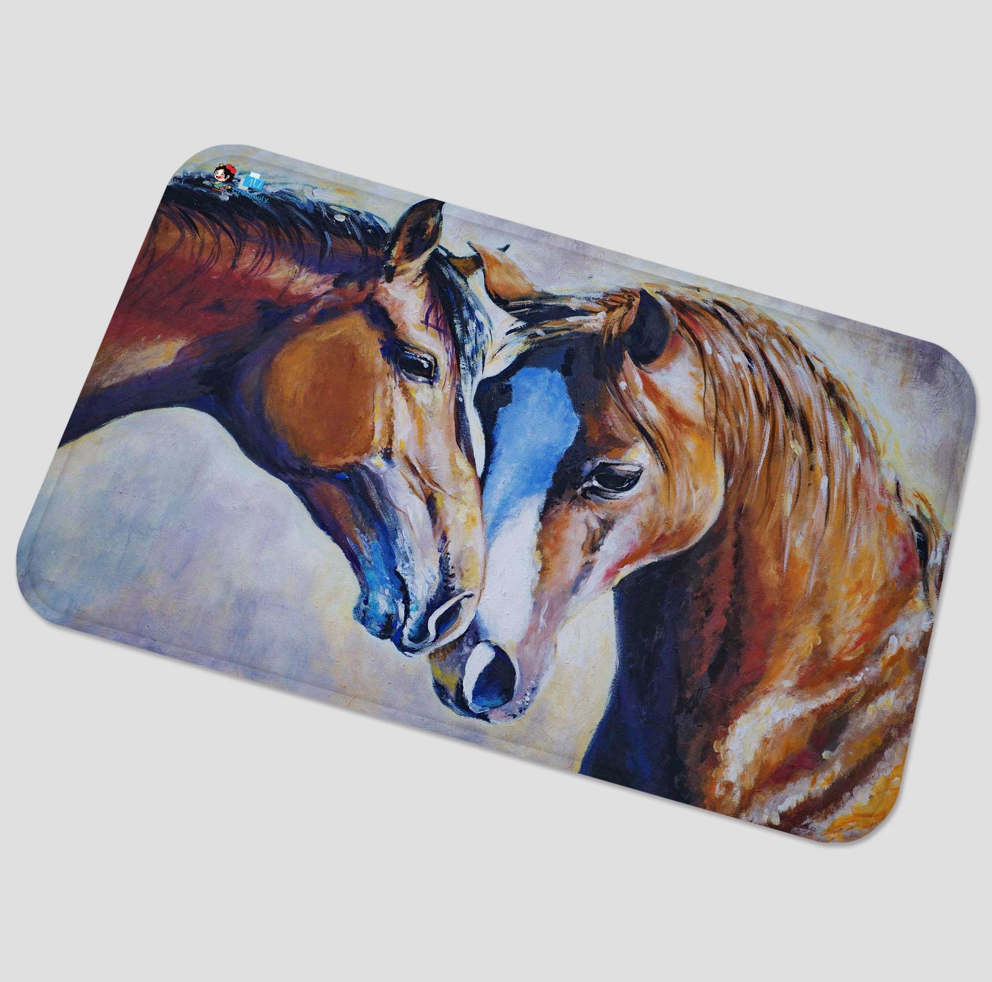 3D Horses Painting 130 Non Slip Rug Mat Mat AJ Creativity Home 