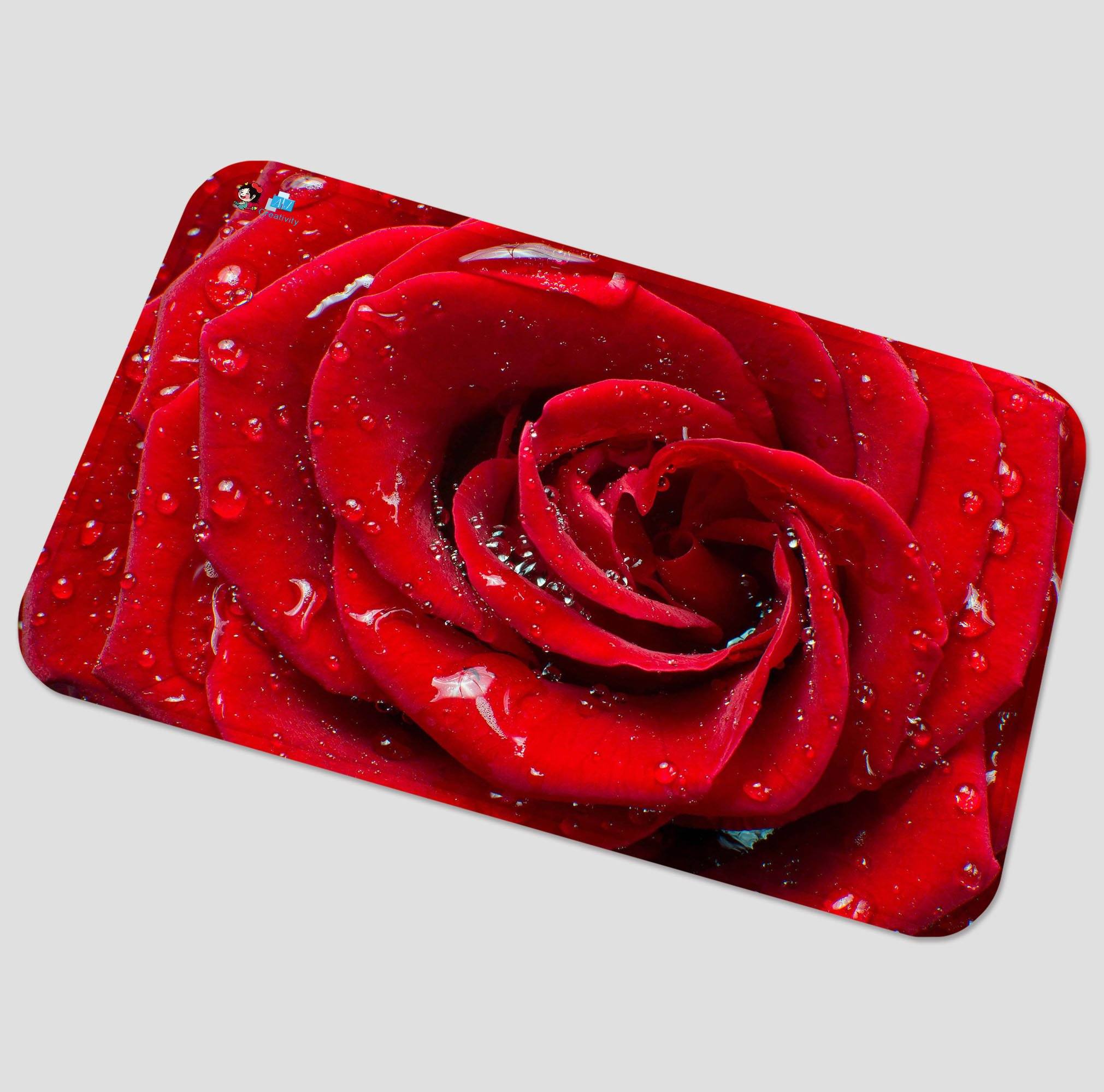 3D Red Rose Dews 48 Non Slip Rug Mat Mat AJ Creativity Home 