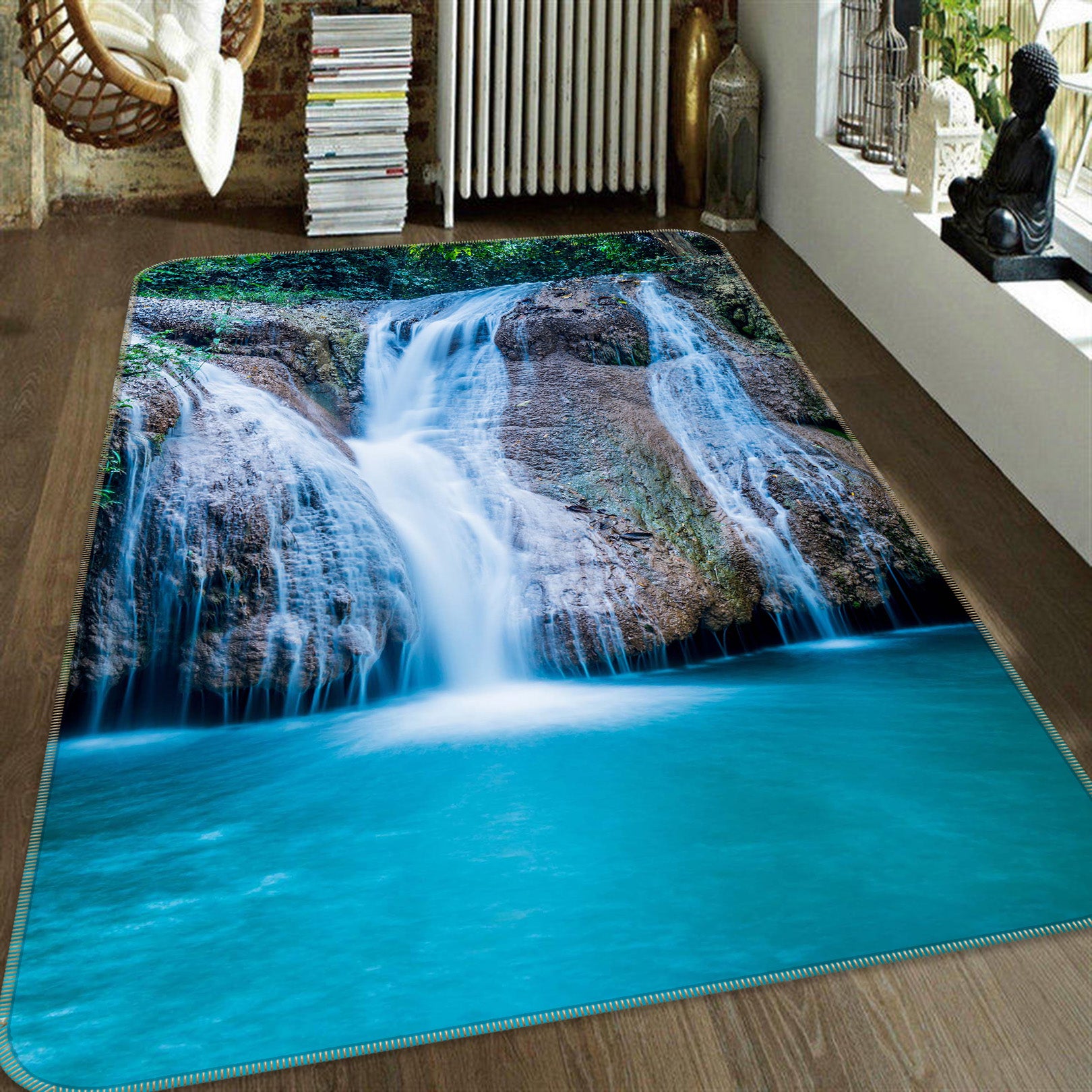 3D Waterfall Lake Water 26015 Non Slip Rug Mat