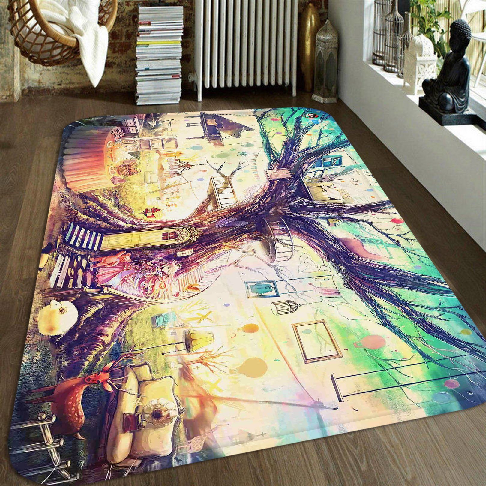 3D Lovely Tree House 14 Non Slip Rug Mat Mat AJ Creativity Home 