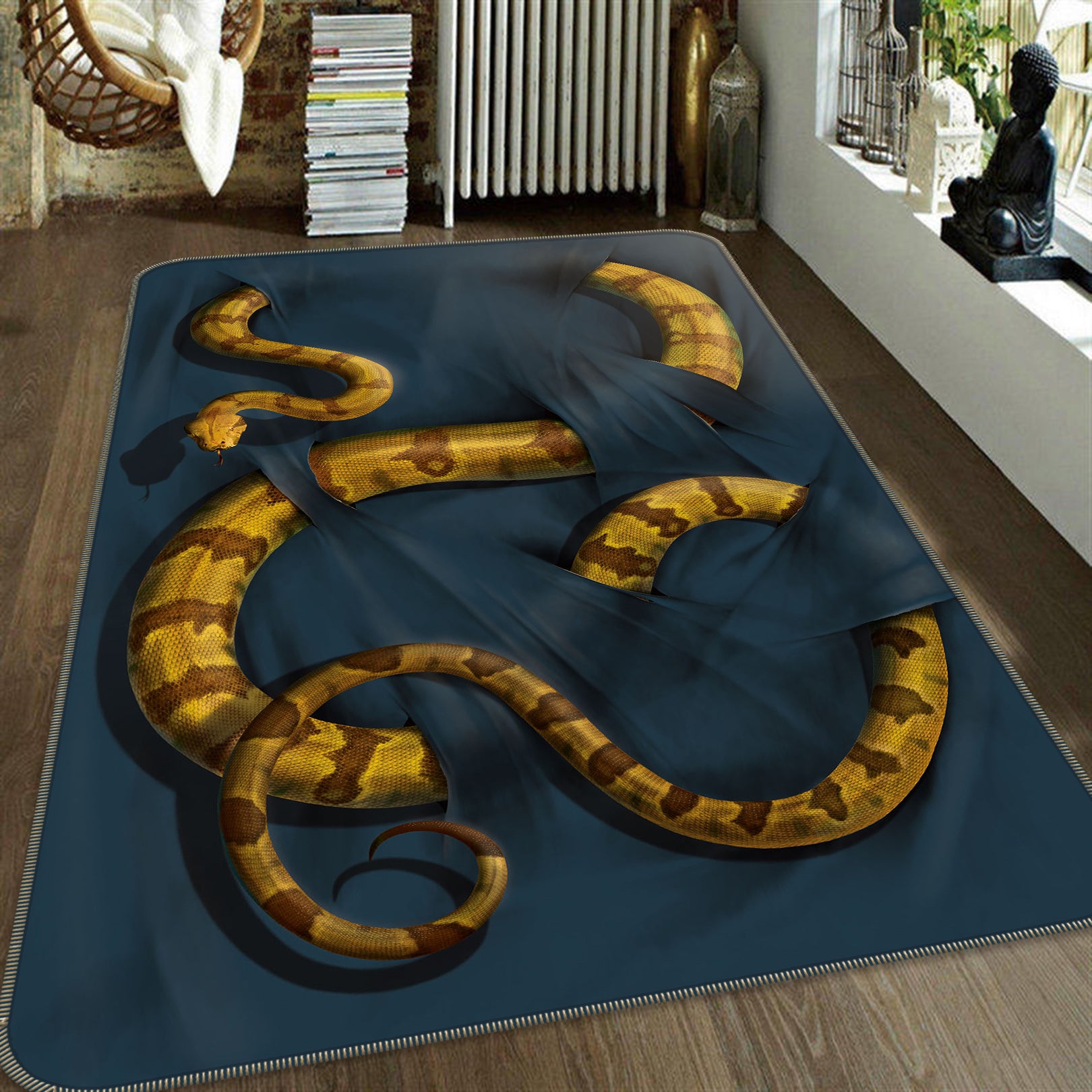 3D Snake 84201 Vincent Hie Rug Non Slip Rug Mat