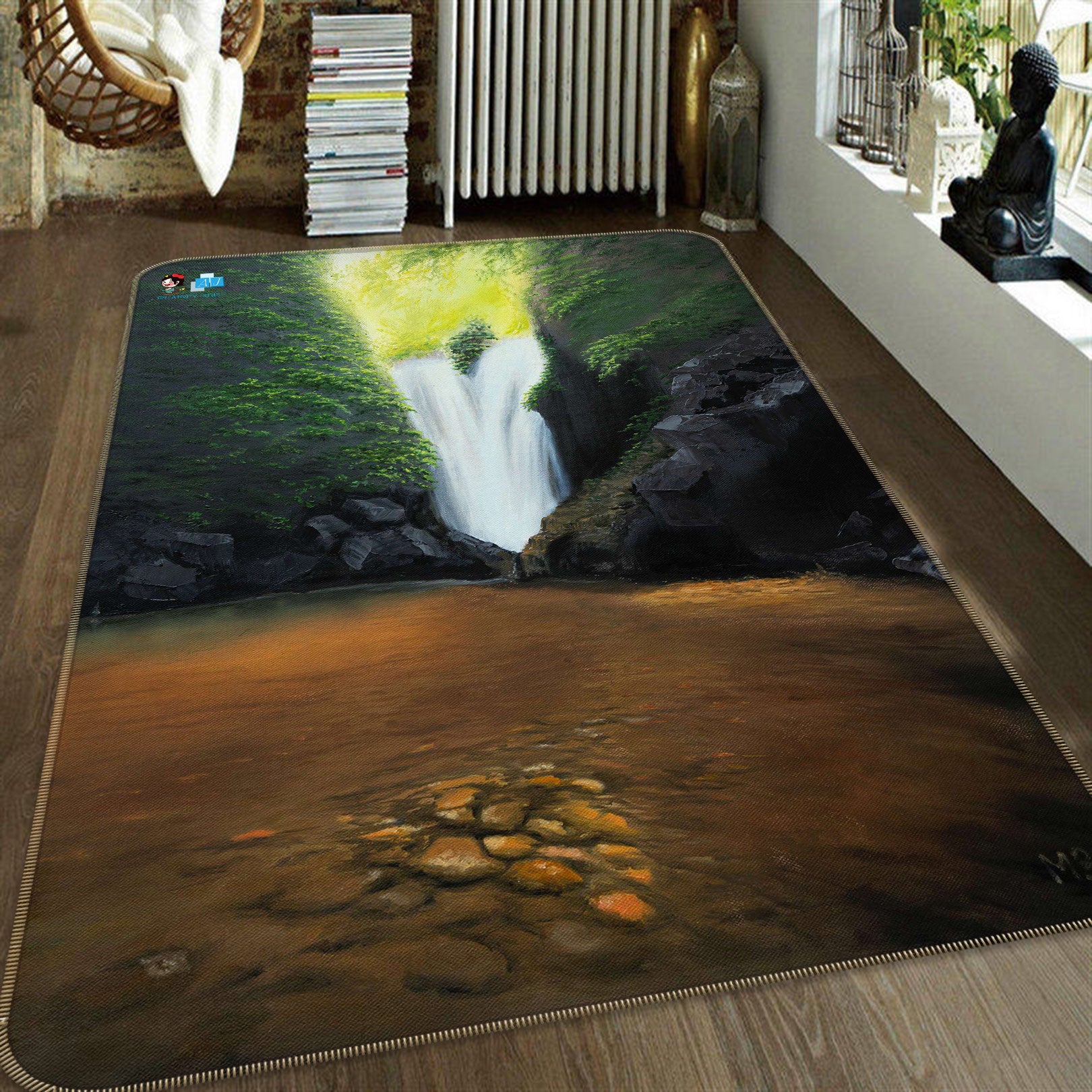 3D Grotto Flowing Water 1899 Marina Zotova Rug Non Slip Rug Mat