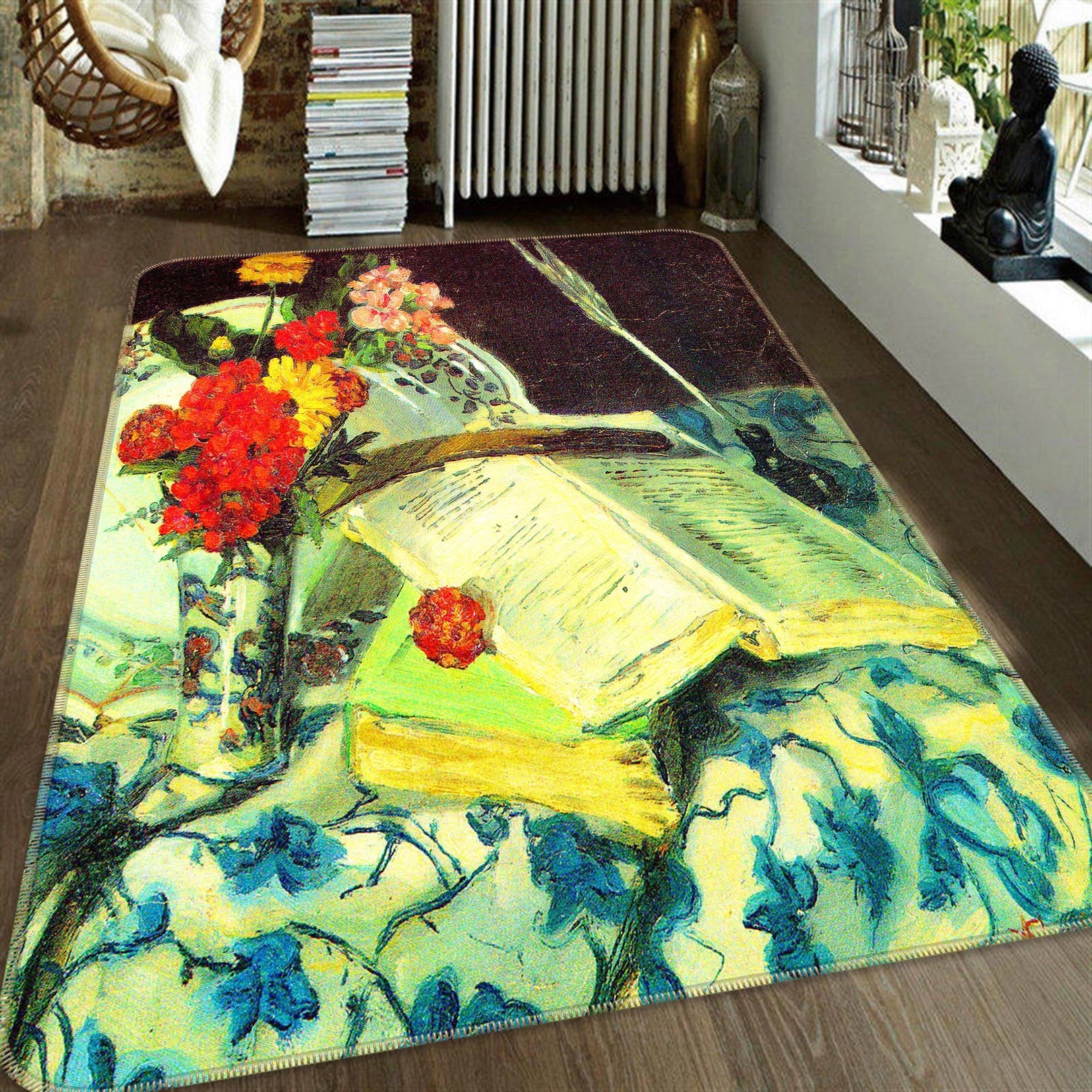 3D Vase Book 76217 Non Slip Rug Mat
