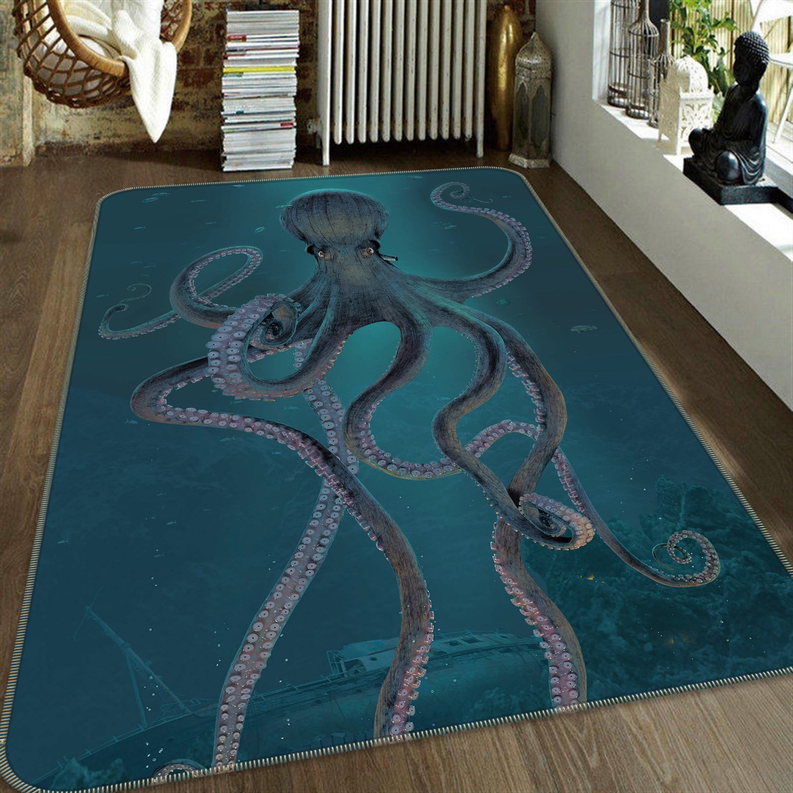 3D Octopus 84226 Vincent Hie Rug Non Slip Rug Mat
