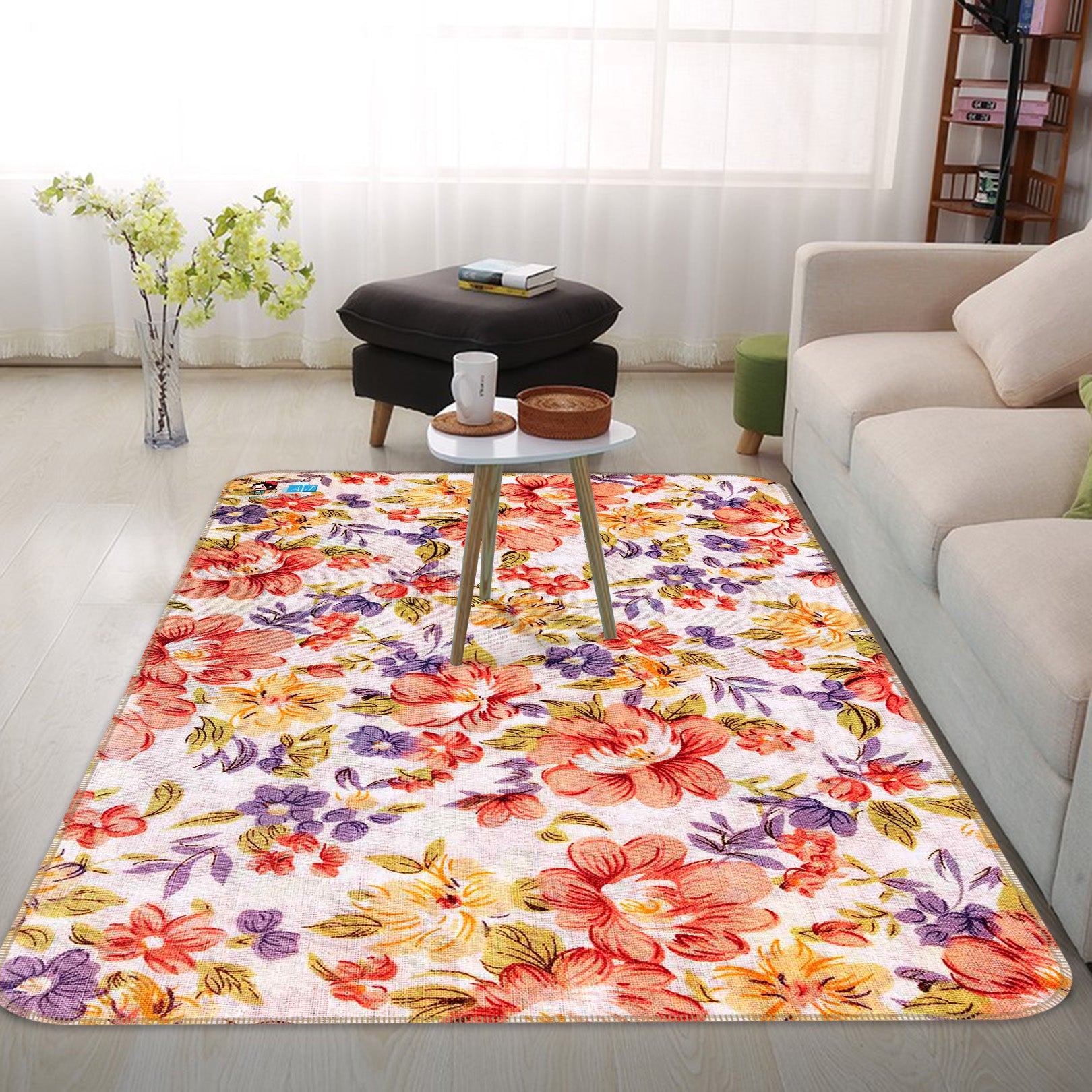 3D Flower Pattern 64041 Non Slip Rug Mat
