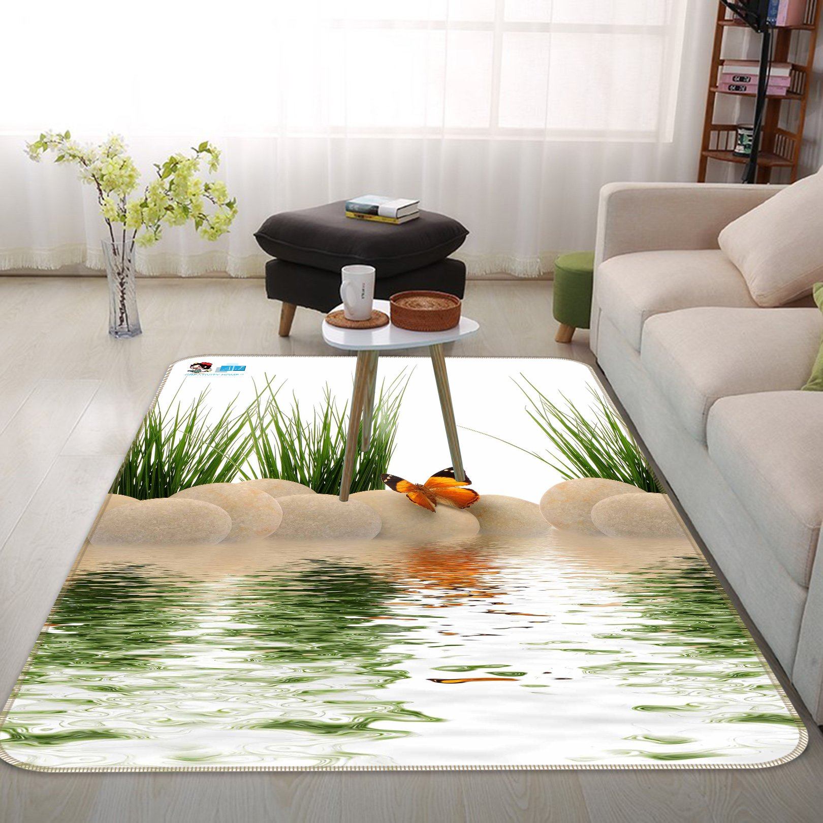 3D Lake Butterfly Stones 160 Non Slip Rug Mat Mat AJ Creativity Home 