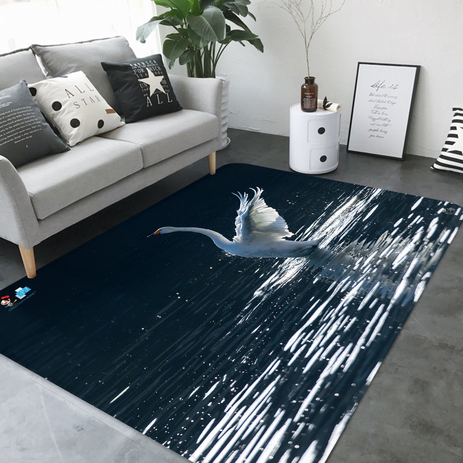 3D Swan 3429 Non Slip Rug Mat Mat AJ Creativity Home 