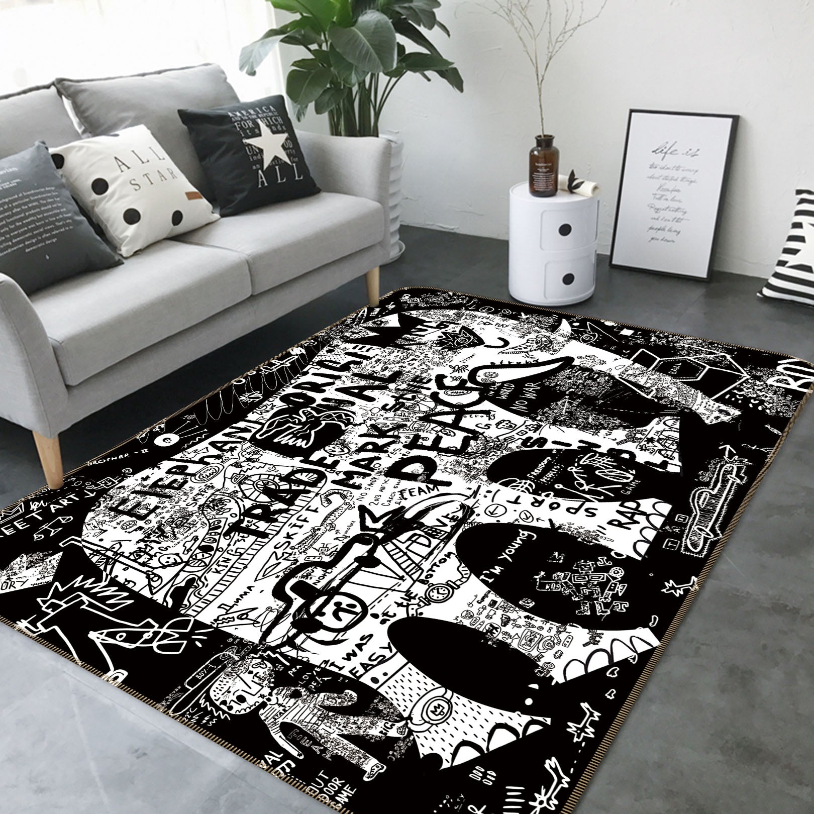 3D Elephant Letter 35013 Non Slip Rug Mat
