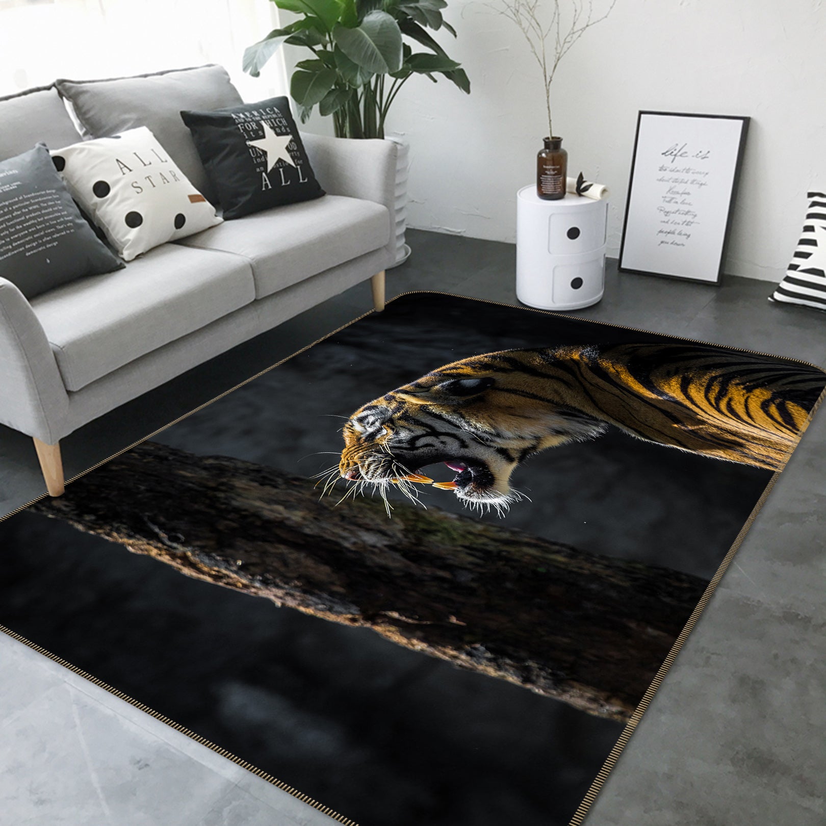 3D Trees Tiger 82164 Animal Non Slip Rug Mat