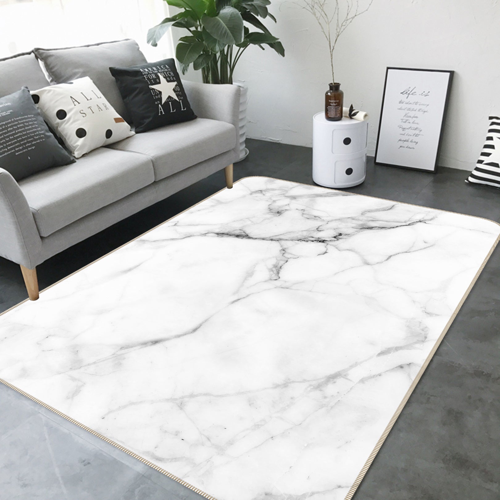 3D White Marble 26056 Non Slip Rug Mat