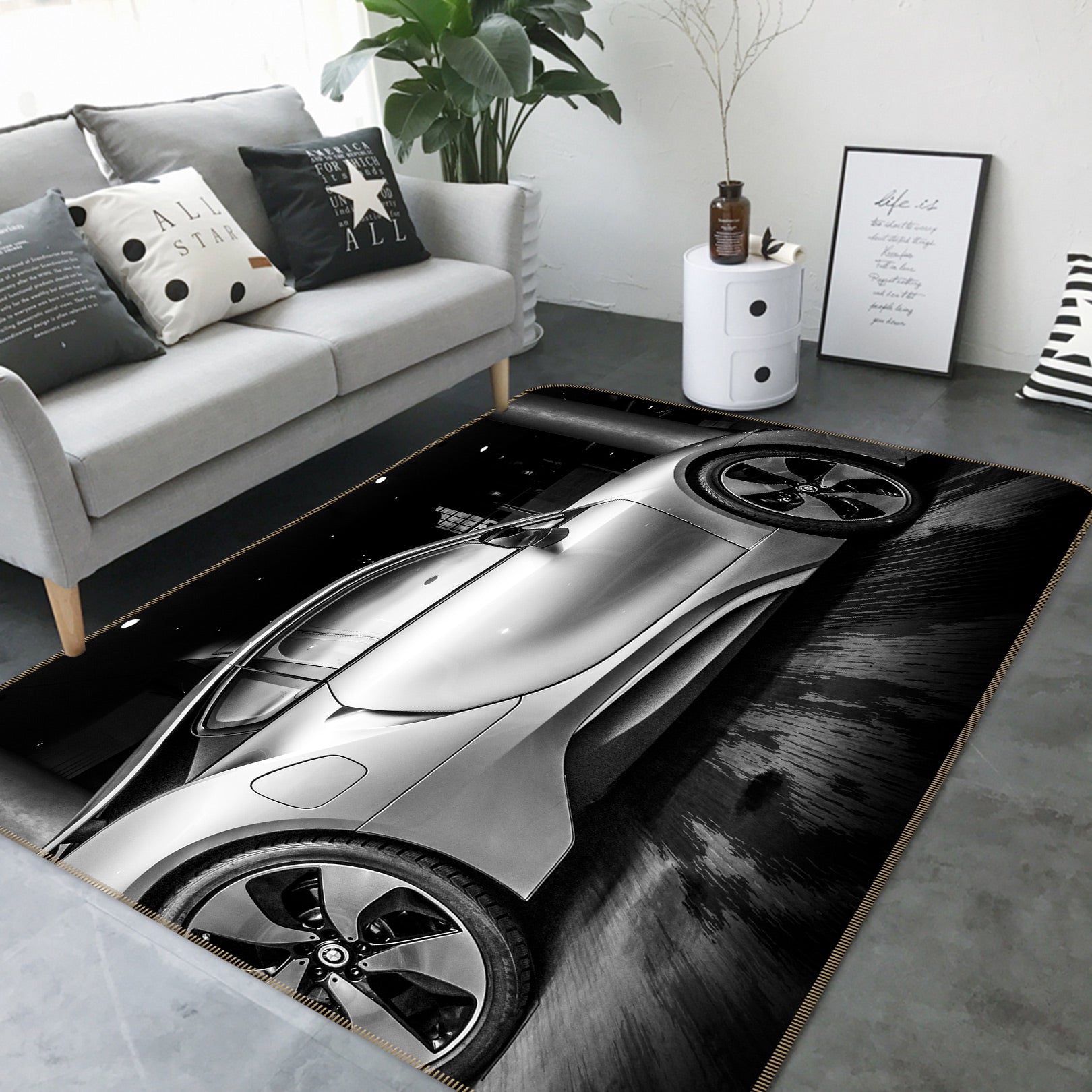 3D Silver Car 67190 Vehicle Non Slip Rug Mat