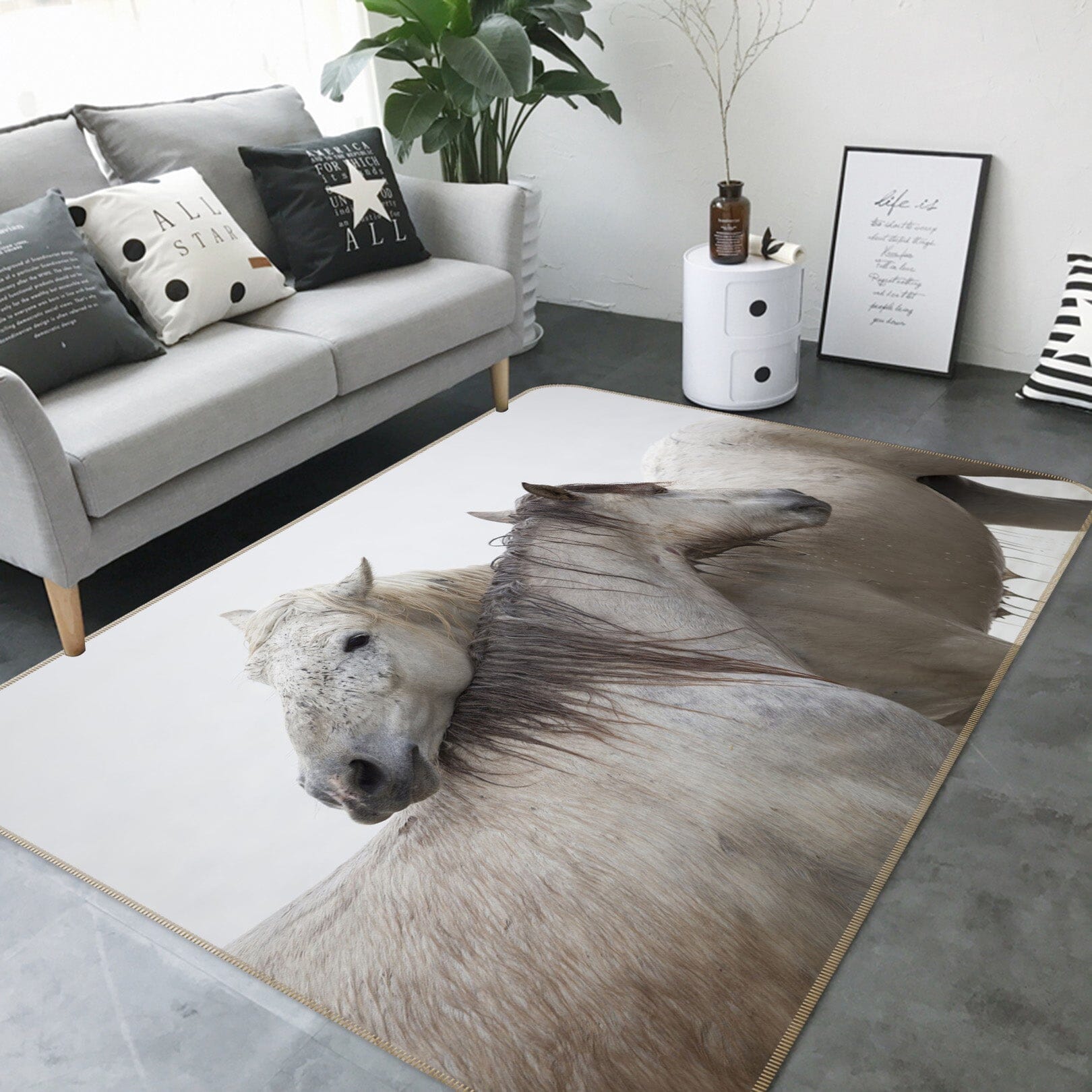 3D Two Horses 1075 Marco Carmassi Rug Non Slip Rug Mat Mat AJ Creativity Home 