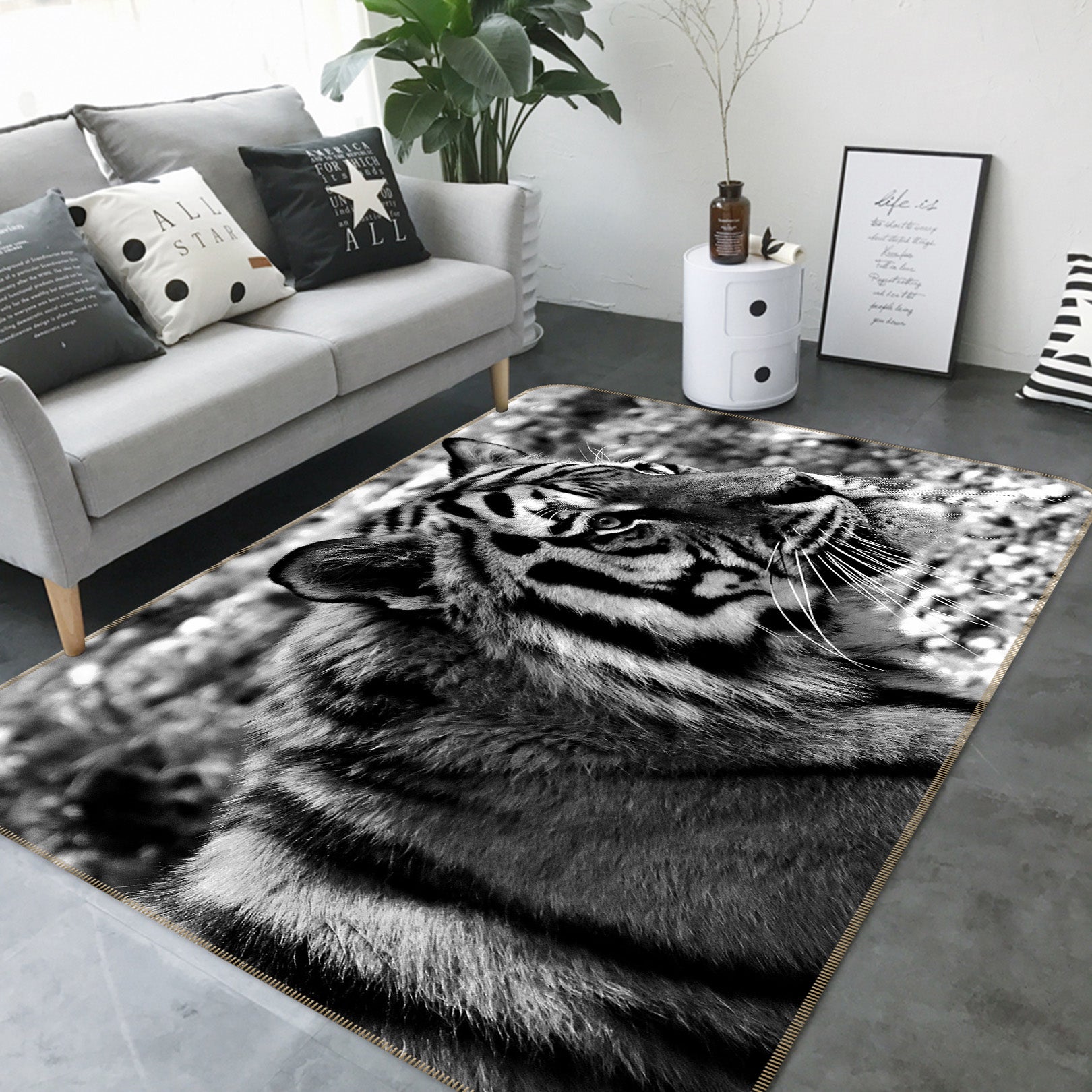 3D Black Tiger 143 Animal Non Slip Rug Mat