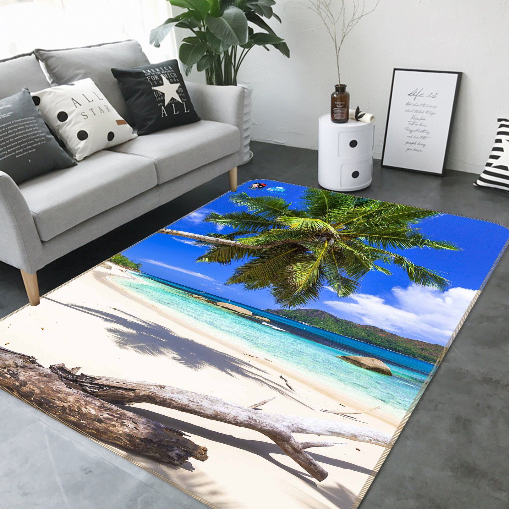 3D Tropical Beach 200 Non Slip Rug Mat Mat AJ Creativity Home 