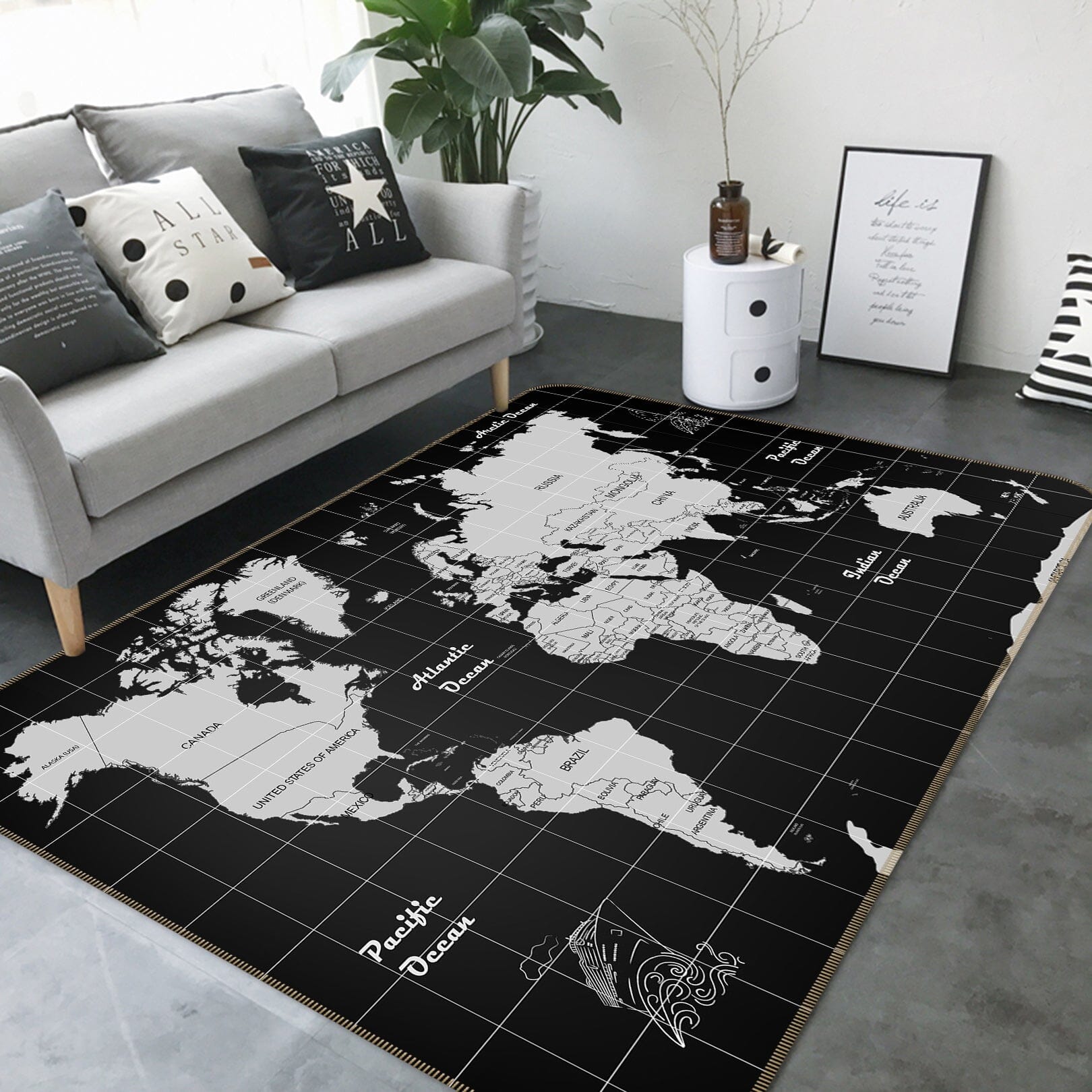 3D Dark World 272 World Map Non Slip Rug Mat Mat AJ Creativity Home 