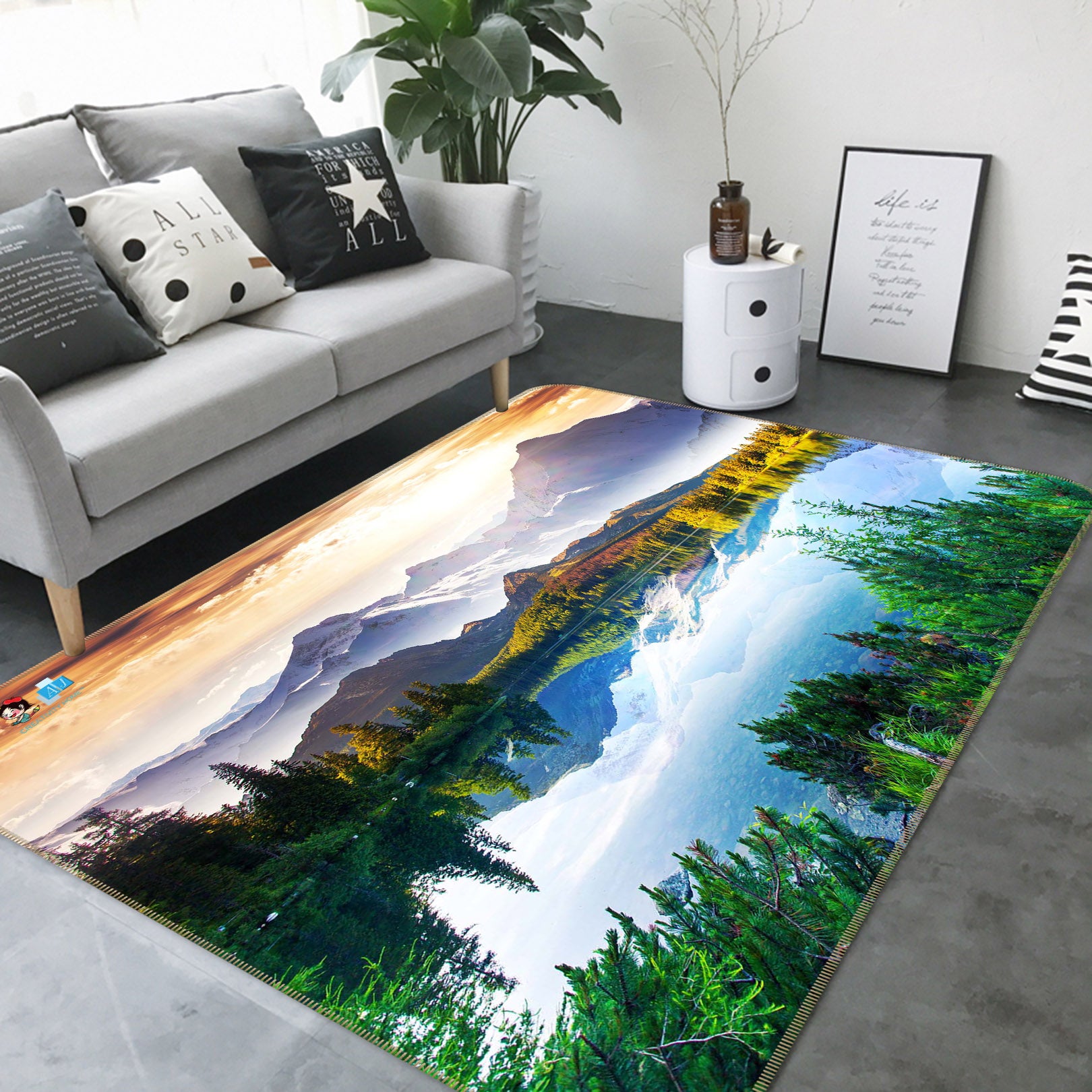 3D Mountains Rivers 66050 Non Slip Rug Mat